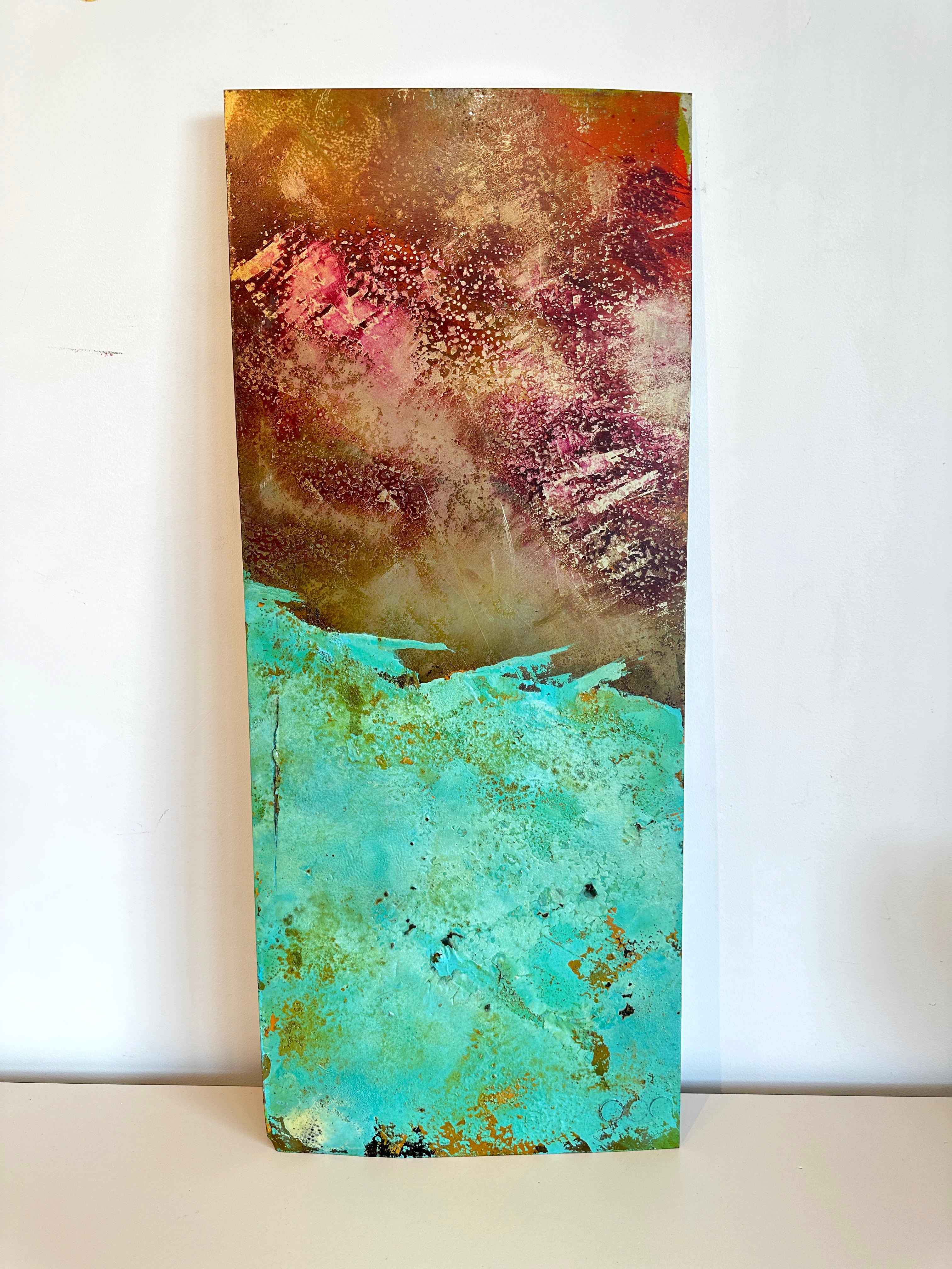 Barley Sam Peacock Contemporary Oil Painting steel, abstract landscape painting in vendita 9