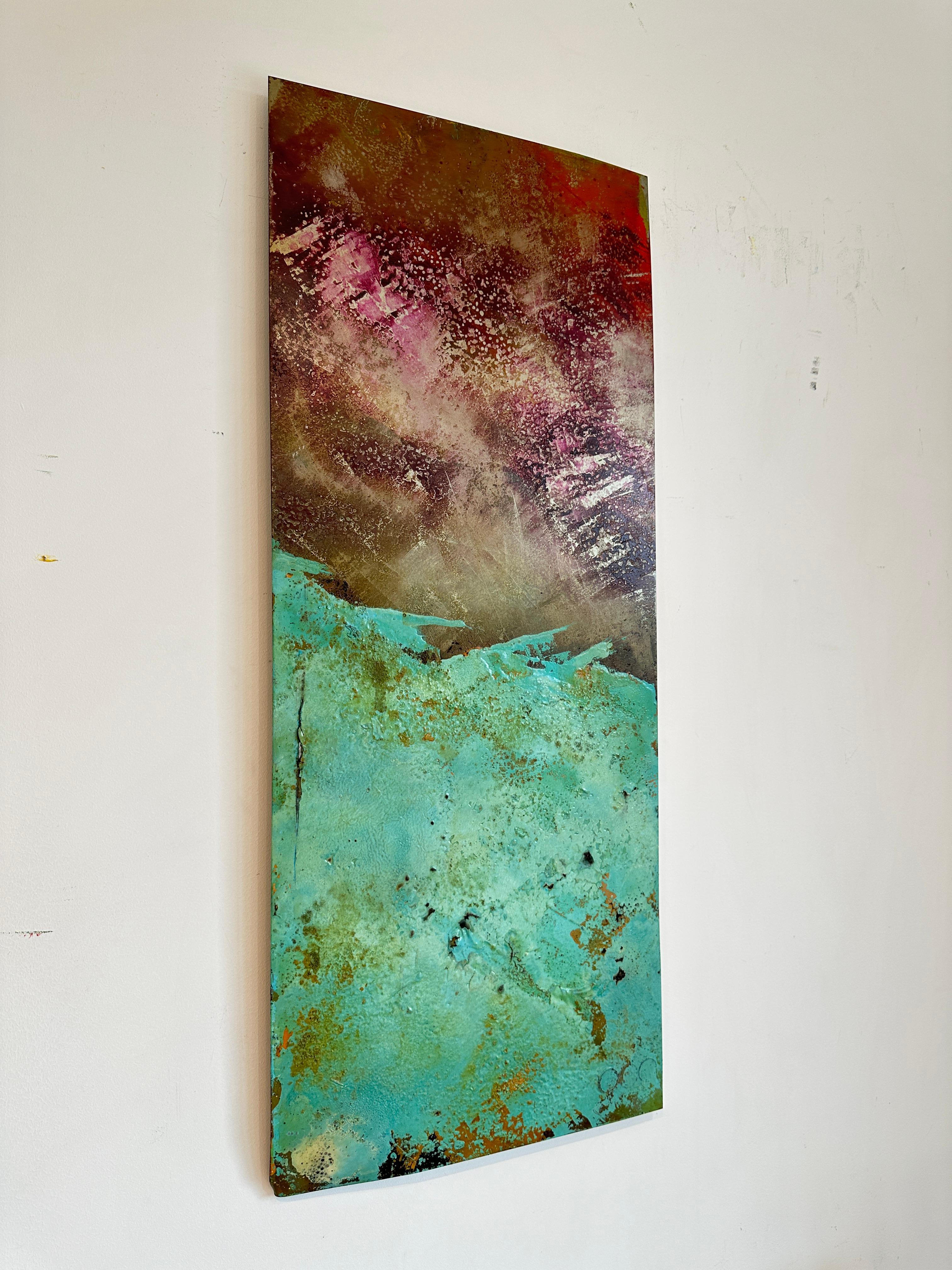 Barley Sam Peacock Contemporary Oil Painting steel, abstract landscape painting in vendita 4
