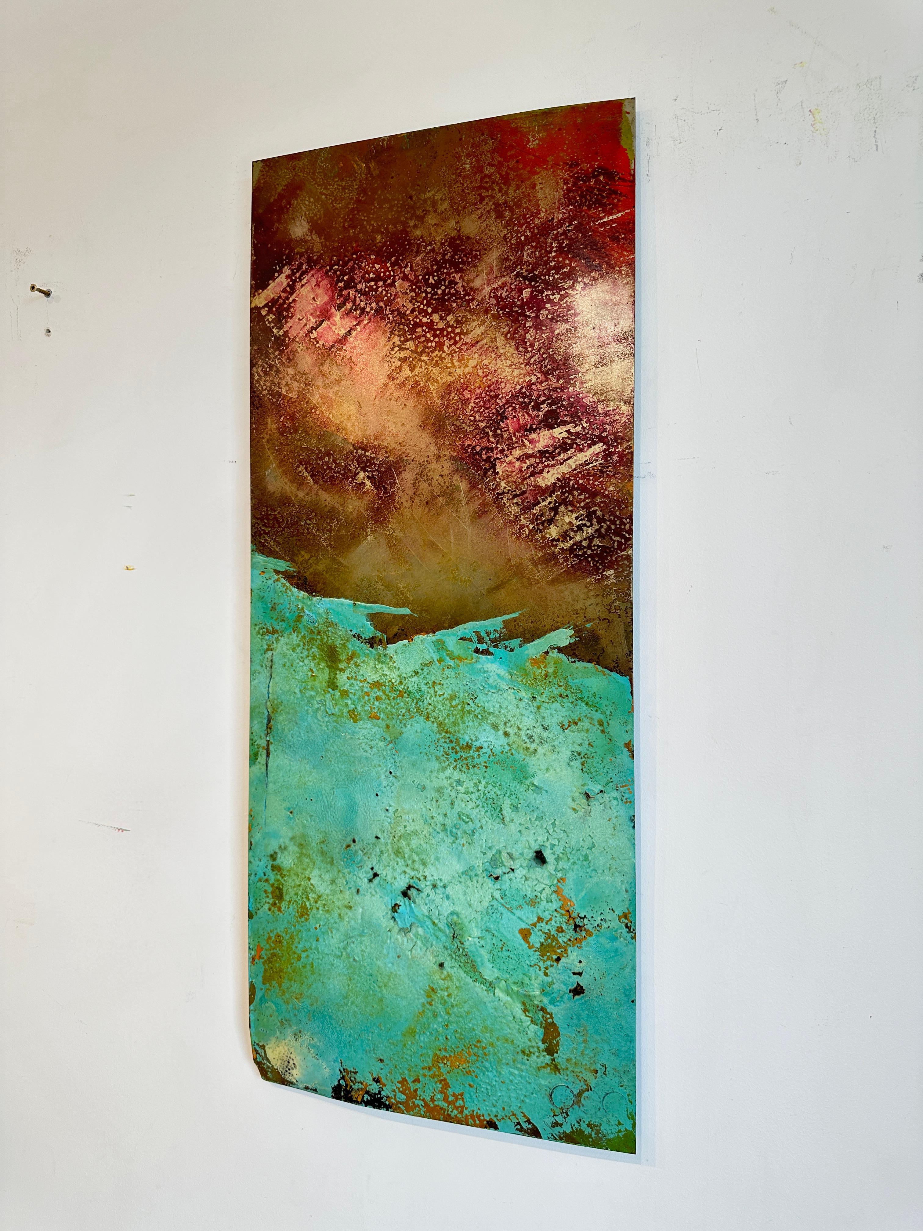 Barley Sam Peacock Contemporary Oil Painting steel, abstract landscape painting in vendita 6