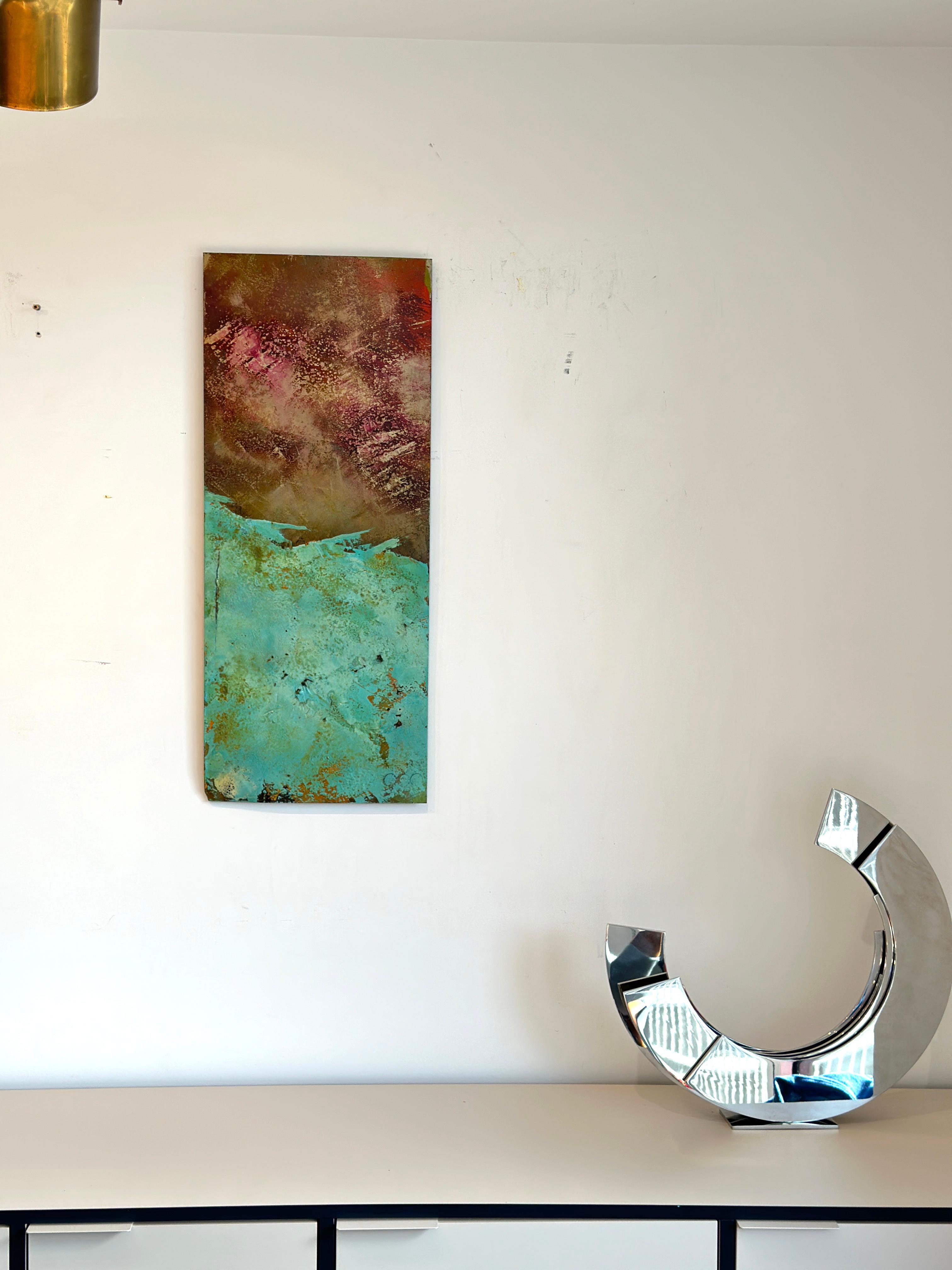 Barley Sam Peacock Contemporary Oil Painting steel, abstract landscape painting in vendita 8