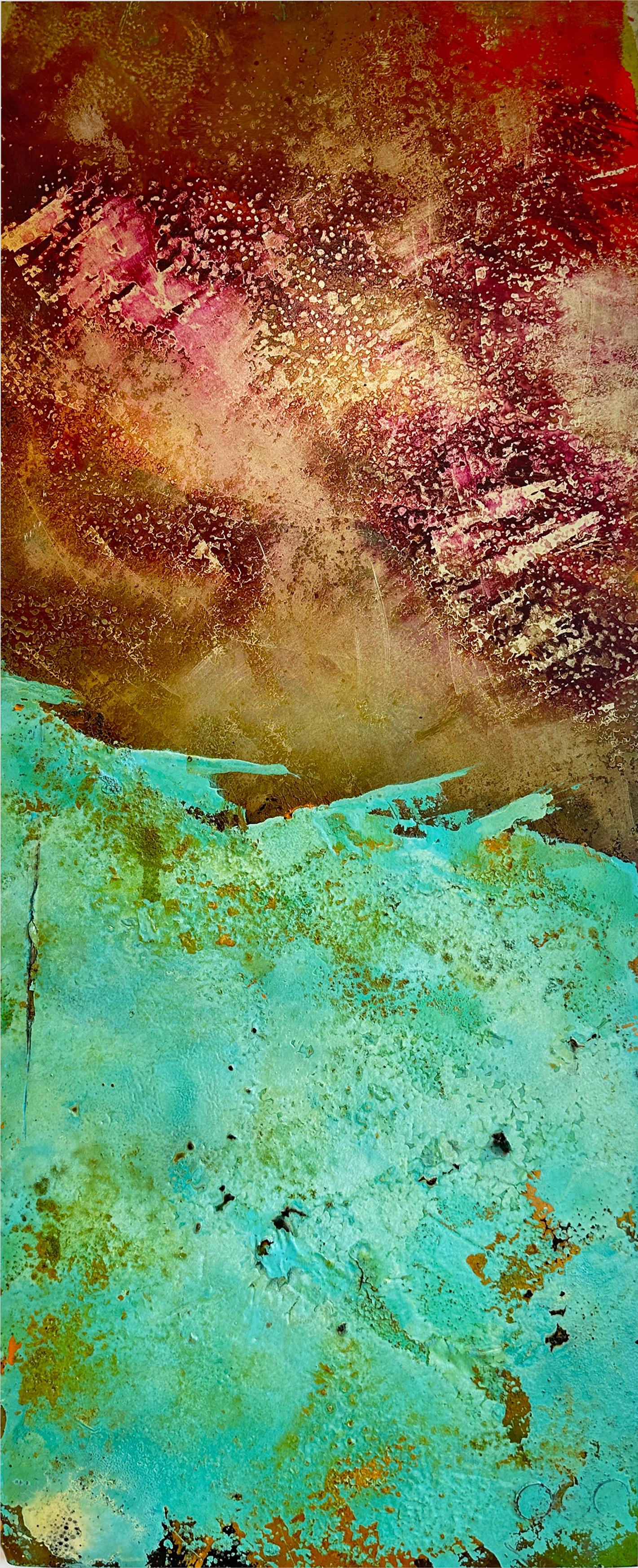 Barley Sam Peacock Contemporary Oil Painting steel, abstract landscape painting