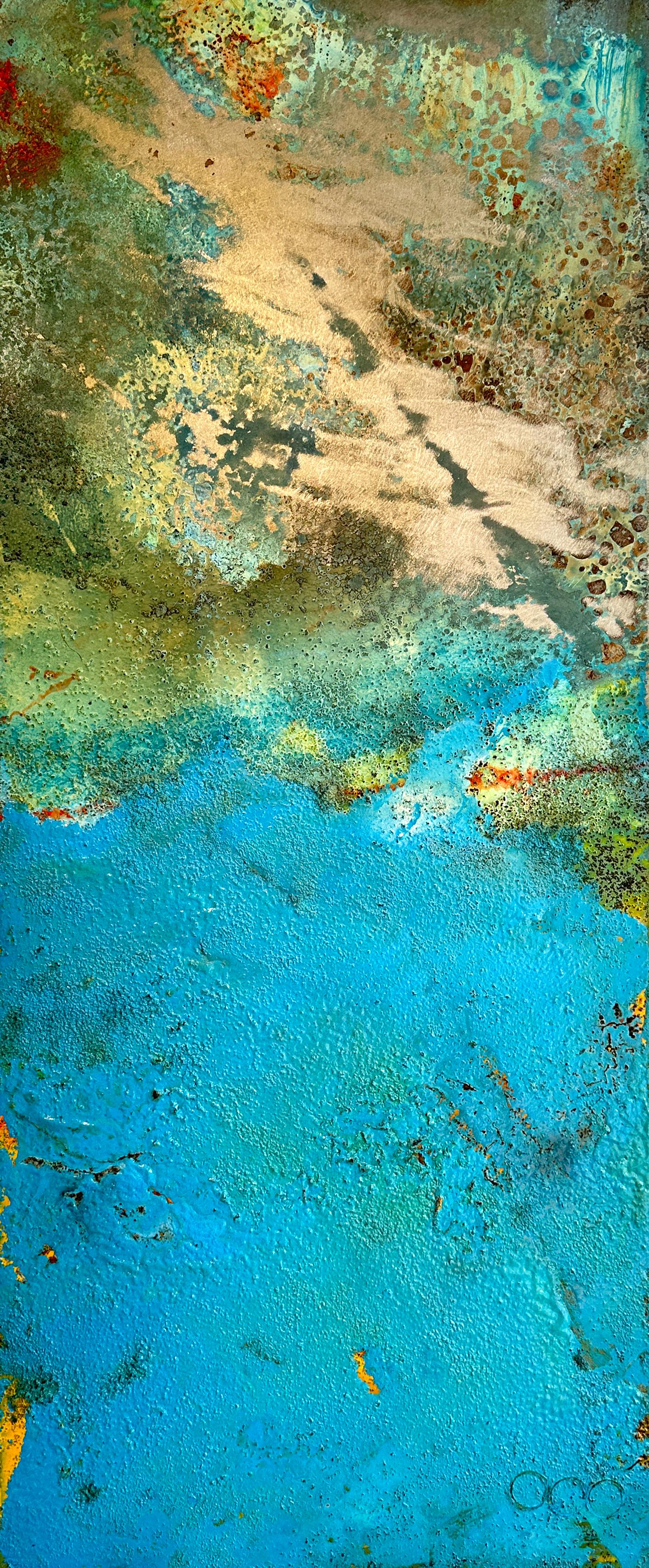Bury by Sam Peacock Contemporary Oil Painting steel, abstract landscape painting in vendita 14