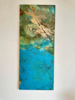 Bury by Sam Peacock Pintura al óleo contemporánea acero, pintura paisaje abstracto