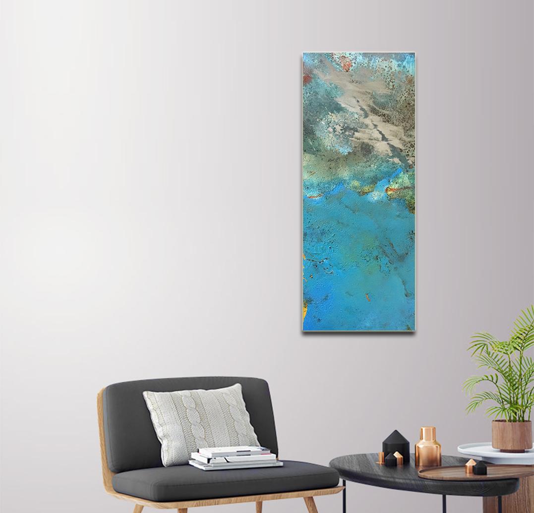 Bury by Sam Peacock Contemporary Oil Painting steel, abstract landscape painting in vendita 2