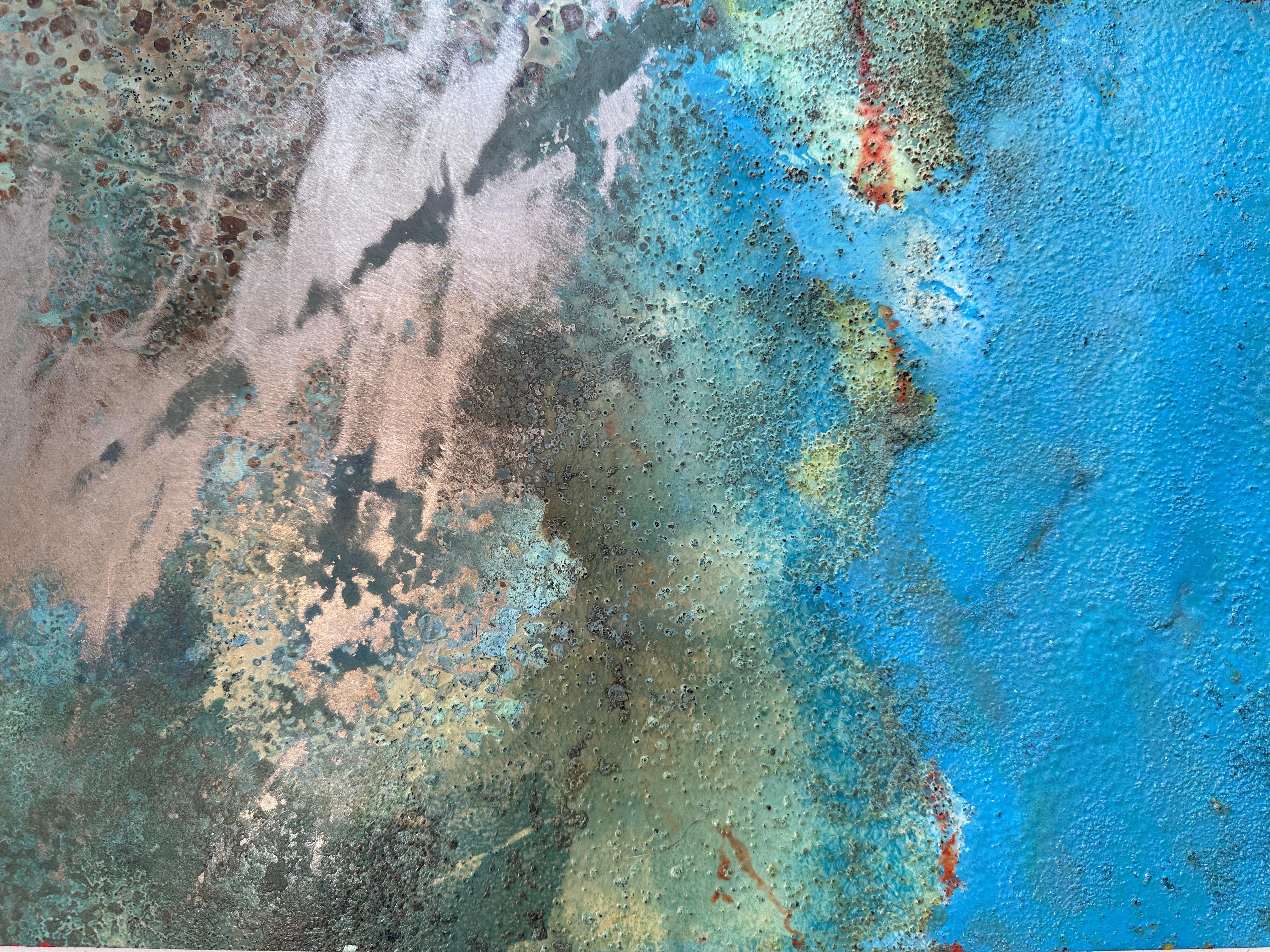 Peinture à l'huile contemporaine en acier Bury de Sam Peacock - Peinture de paysage abstrait en vente 6