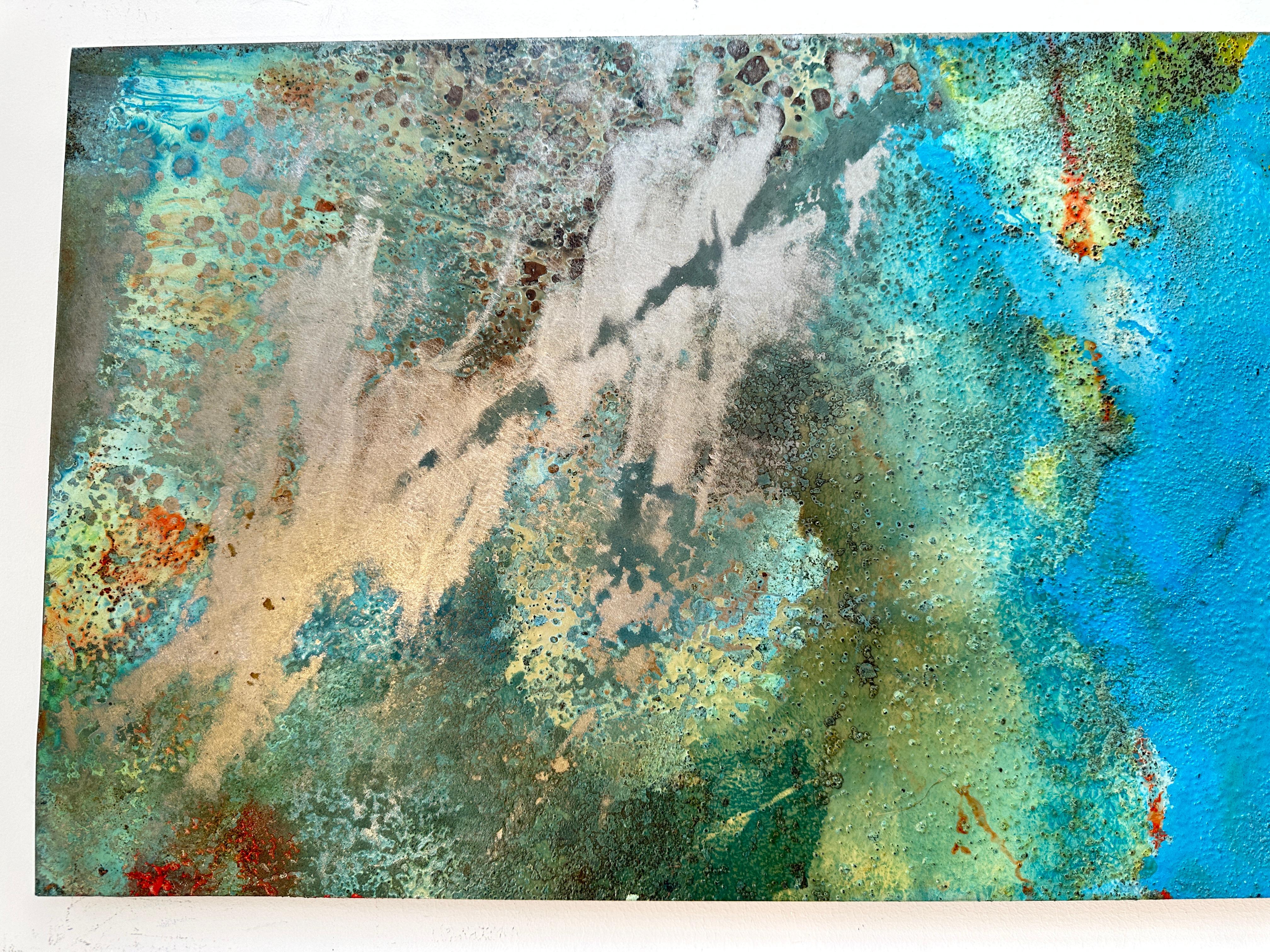 Bury by Sam Peacock Contemporary Oil Painting steel, abstract landscape painting in vendita 8