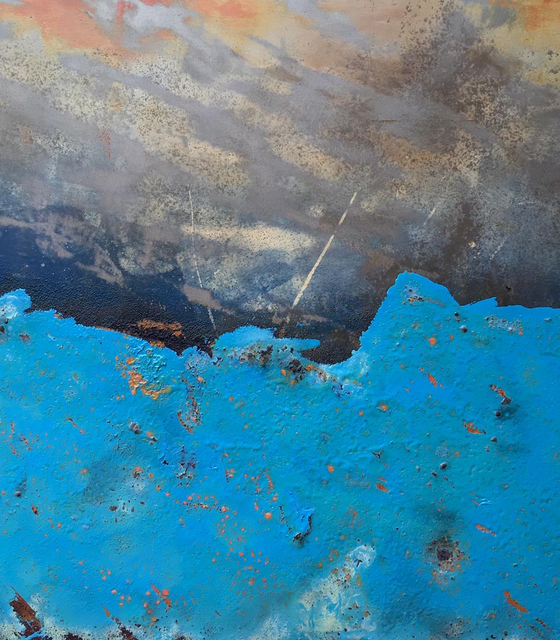 Morlais by Sam Peacock - Contemporary abstract, Blue Landscape on steel  2