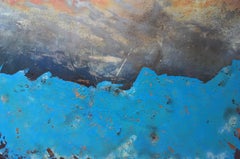 Morlais by Sam Peacock - Contemporary abstract, Blue Landscape on steel 