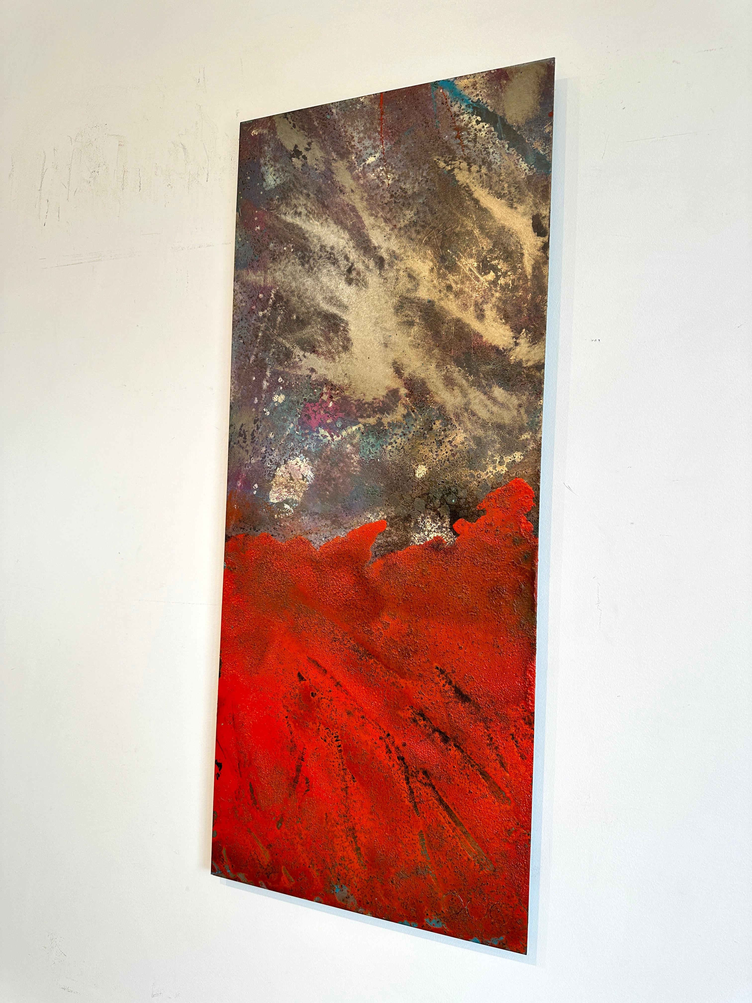Oban Sam Peacock Contemporary Oil Painting steel, abstract landscape painting in vendita 9