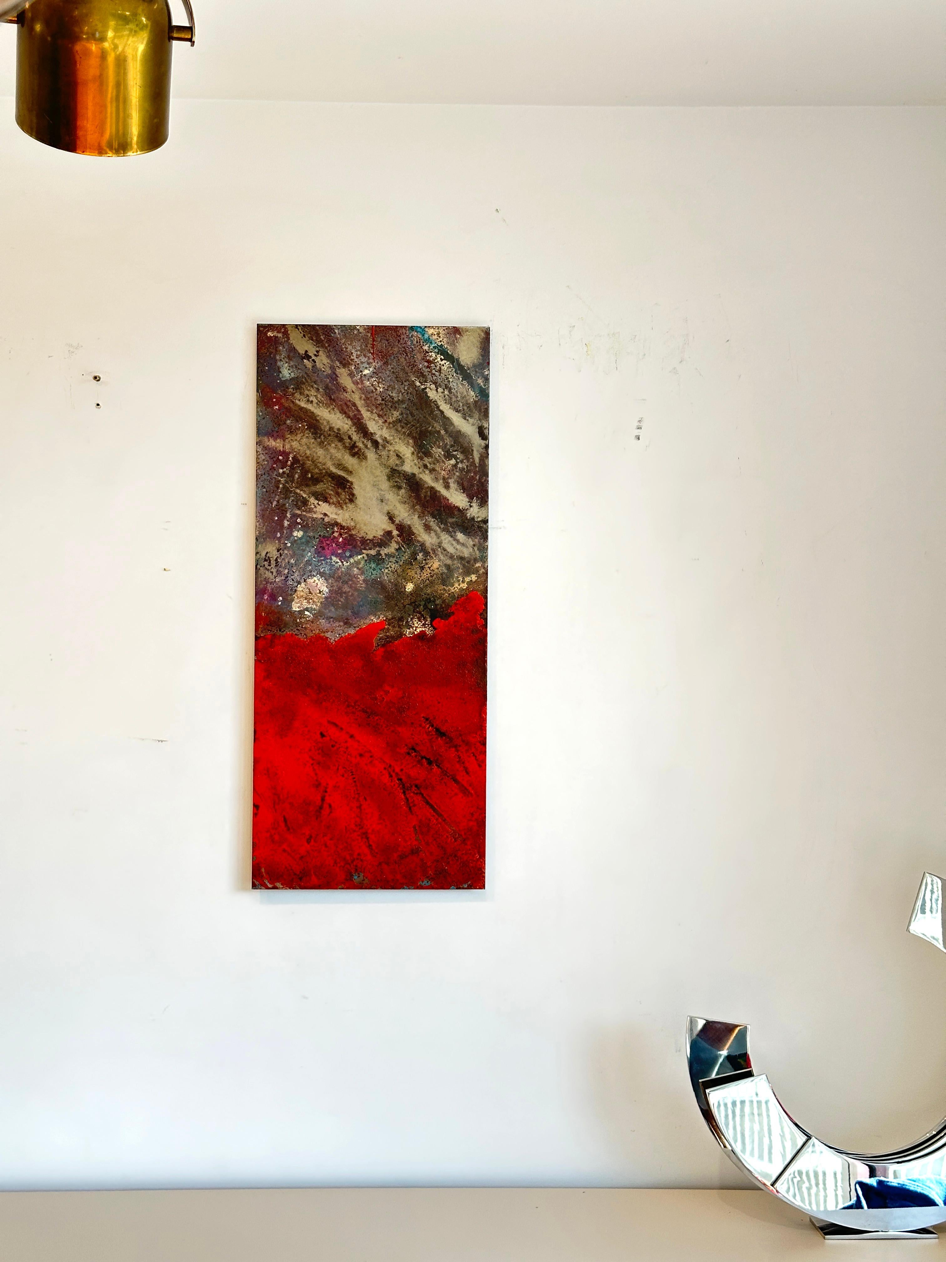 Oban Sam Peacock Contemporary Oil Painting steel, abstract landscape painting in vendita 11