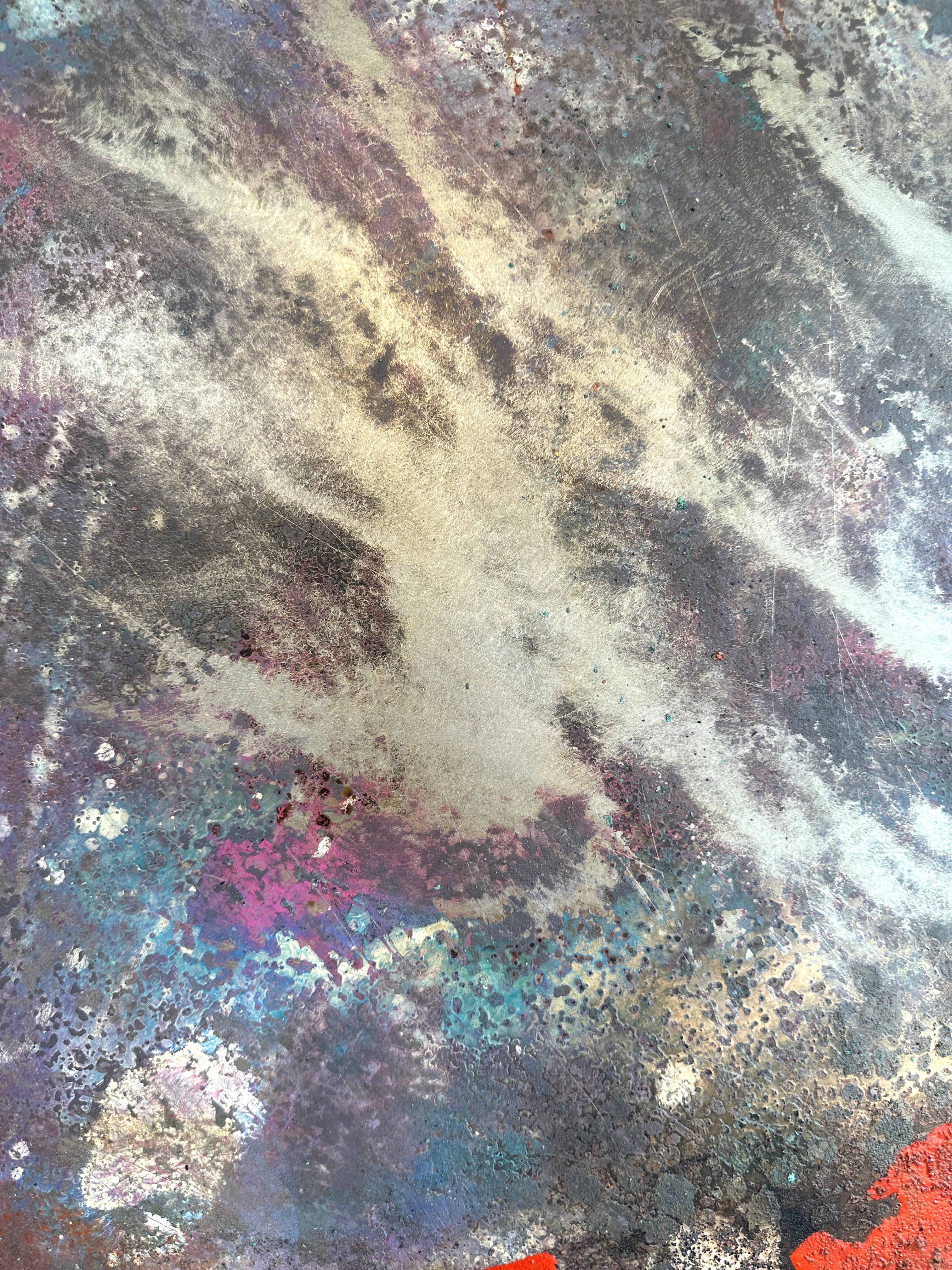 Oban Sam Peacock Contemporary Oil Painting steel, abstract landscape painting in vendita 3