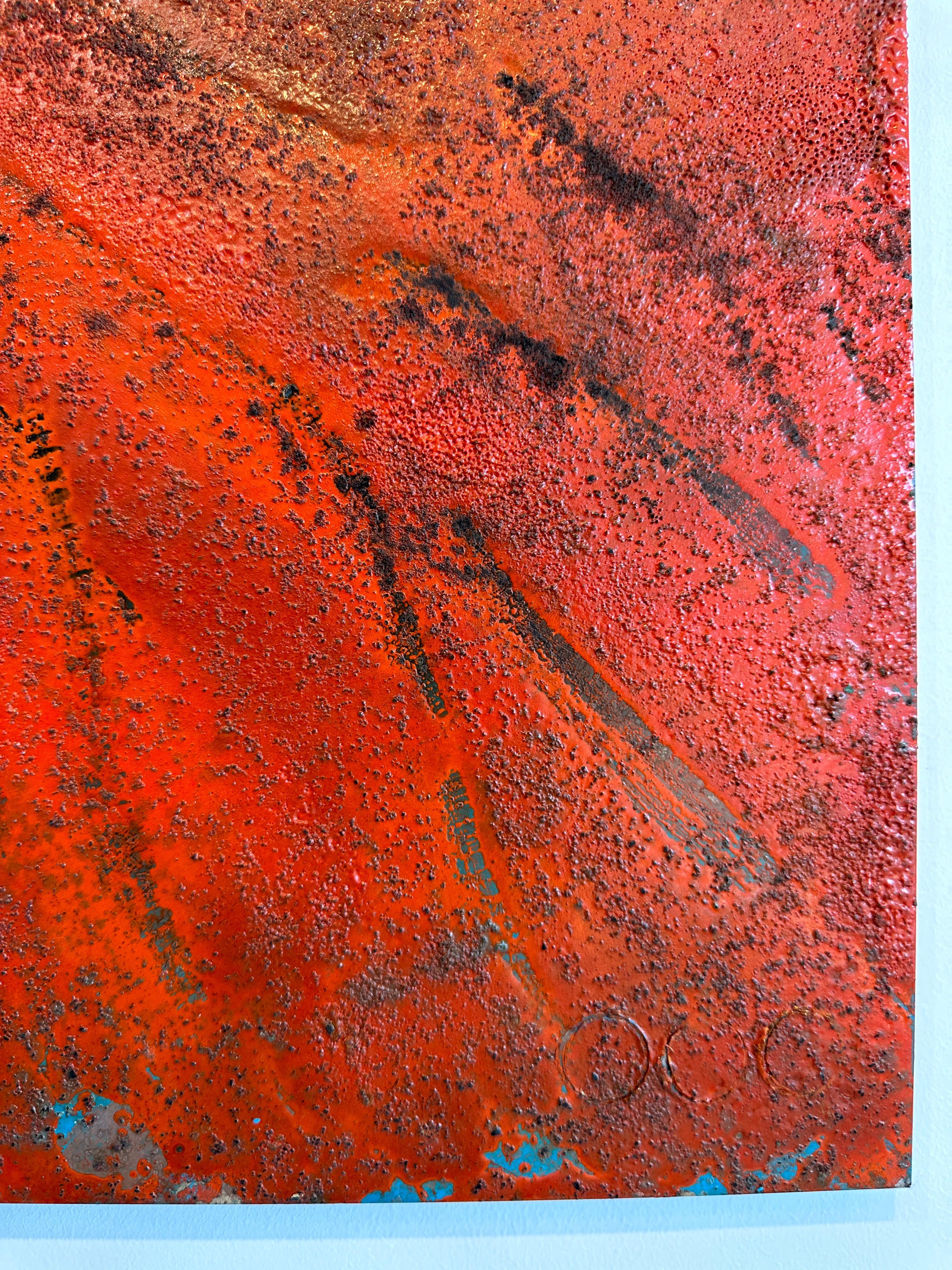 Oban Sam Peacock Contemporary Oil Painting steel, abstract landscape painting in vendita 5