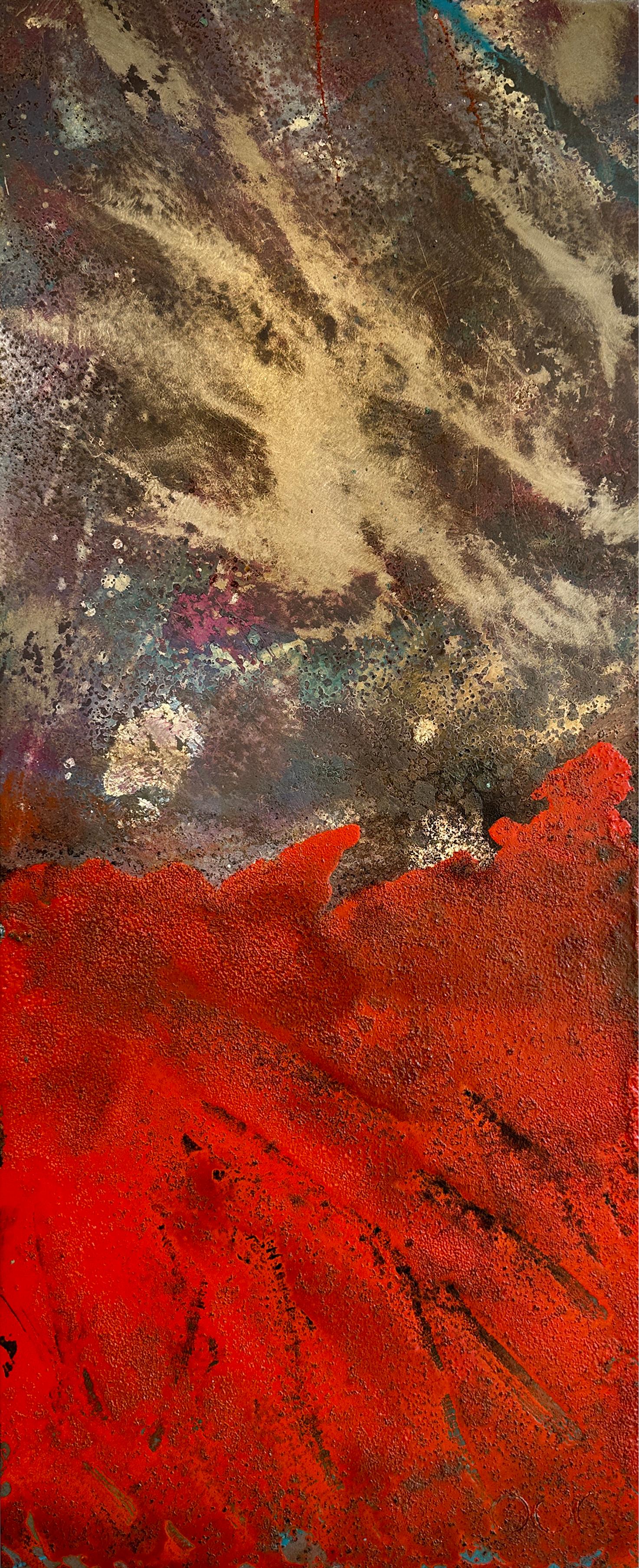 Oban Sam Peacock Contemporary Oil Painting steel, abstract landscape painting