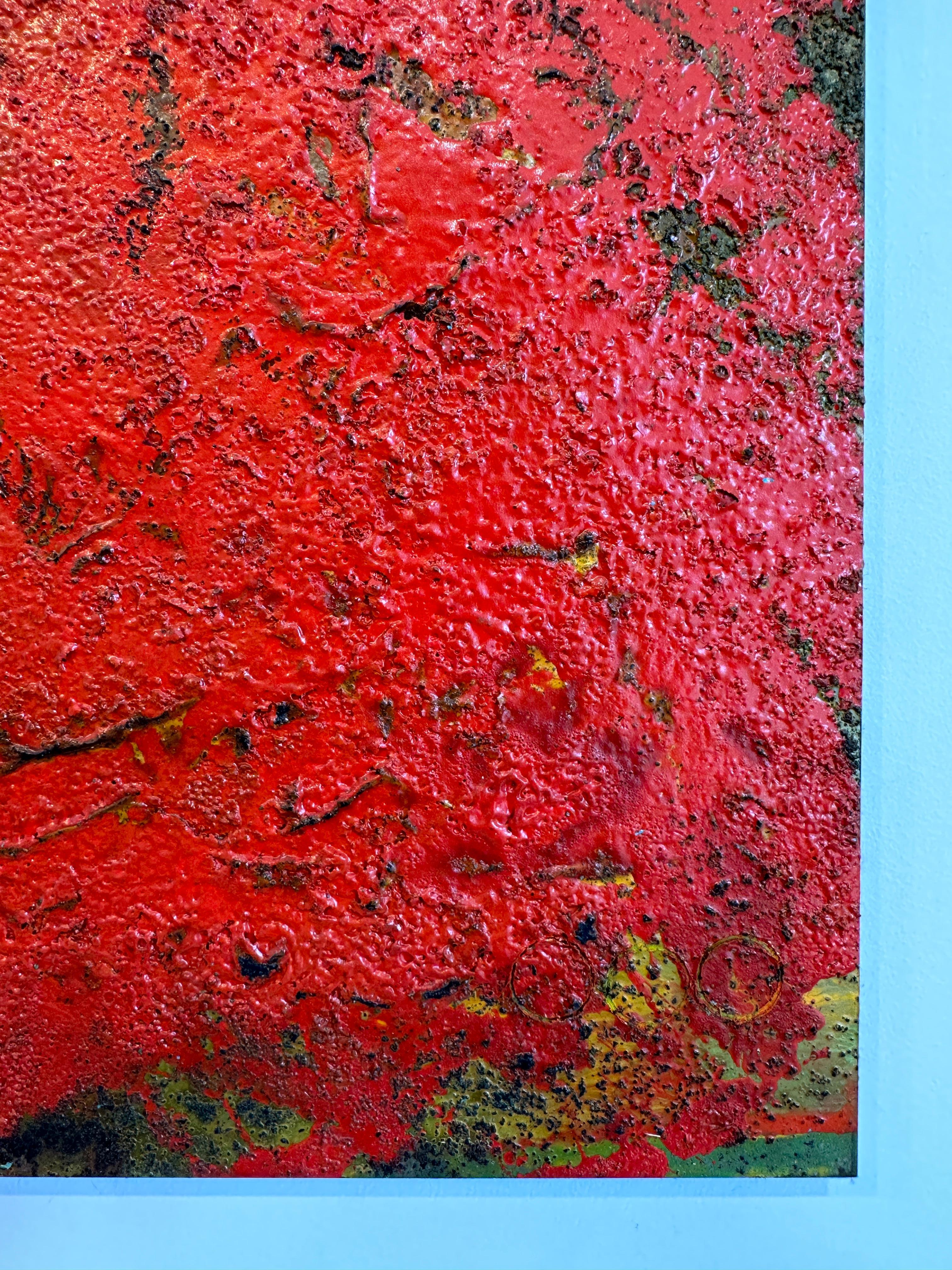 Paynton - Oil, Coffee and Parafin on steel, abstract landscape painting in vendita 1