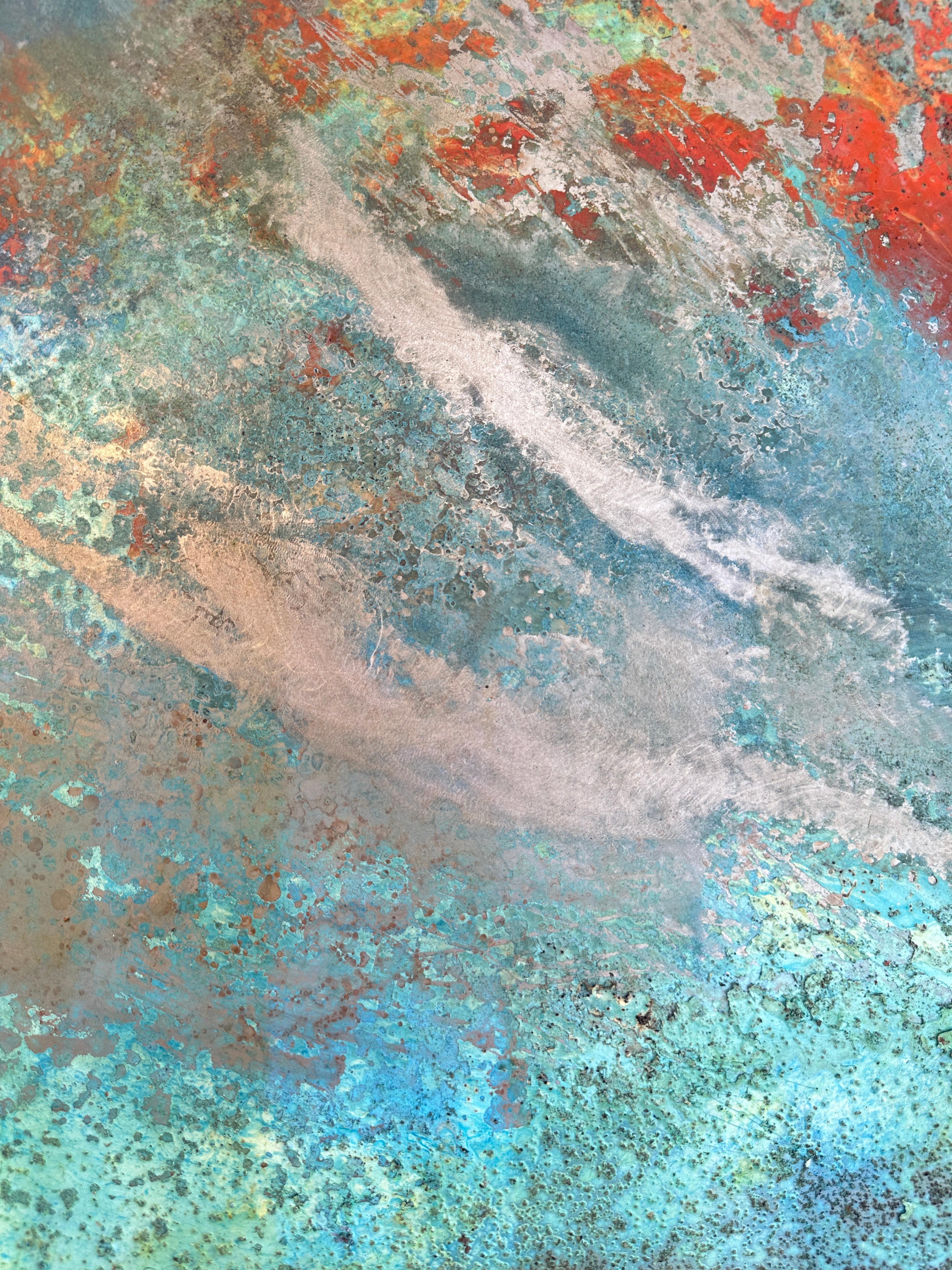 Paynton - Oil, Coffee and Parafin on steel, abstract landscape painting in vendita 3