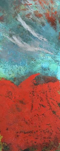 Paynton - Oil, Coffee and Parafin on steel, abstract landscape painting