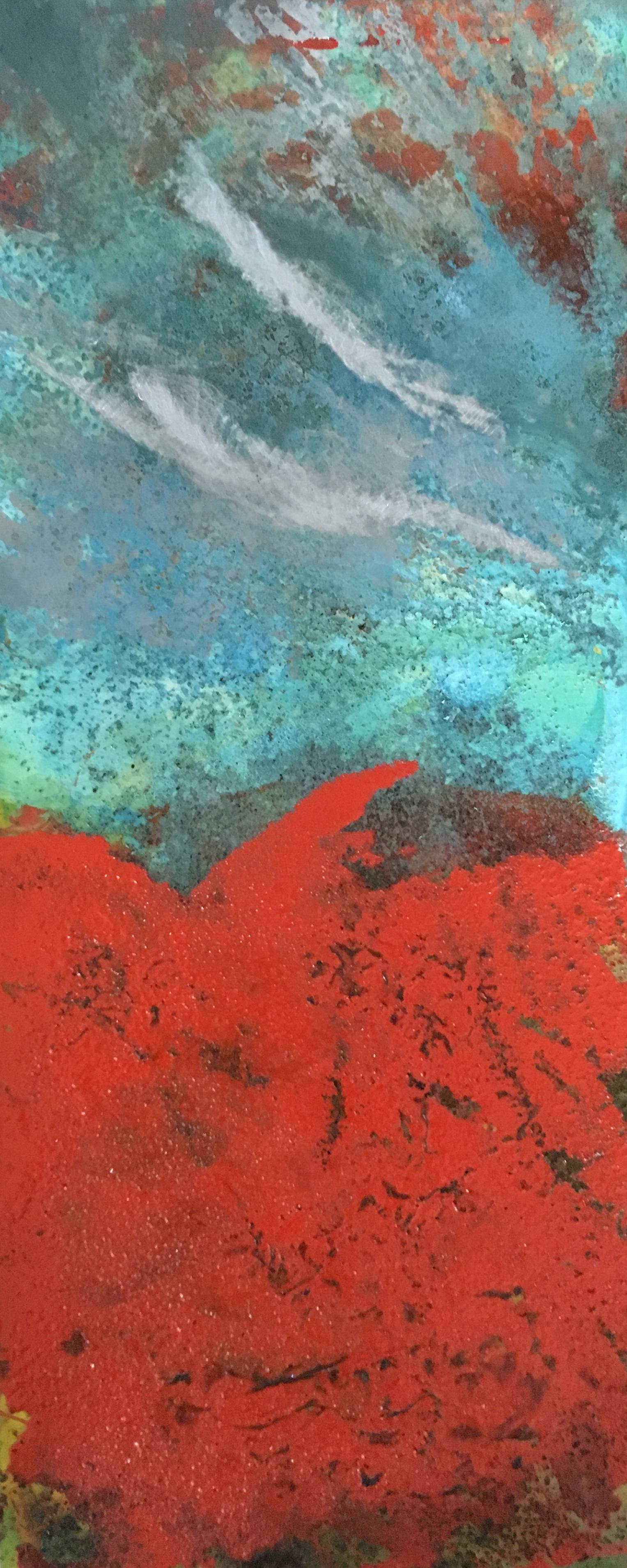 Paynton - Peinture à l'huile, café et parafin sur acier, peinture de paysage abstrait