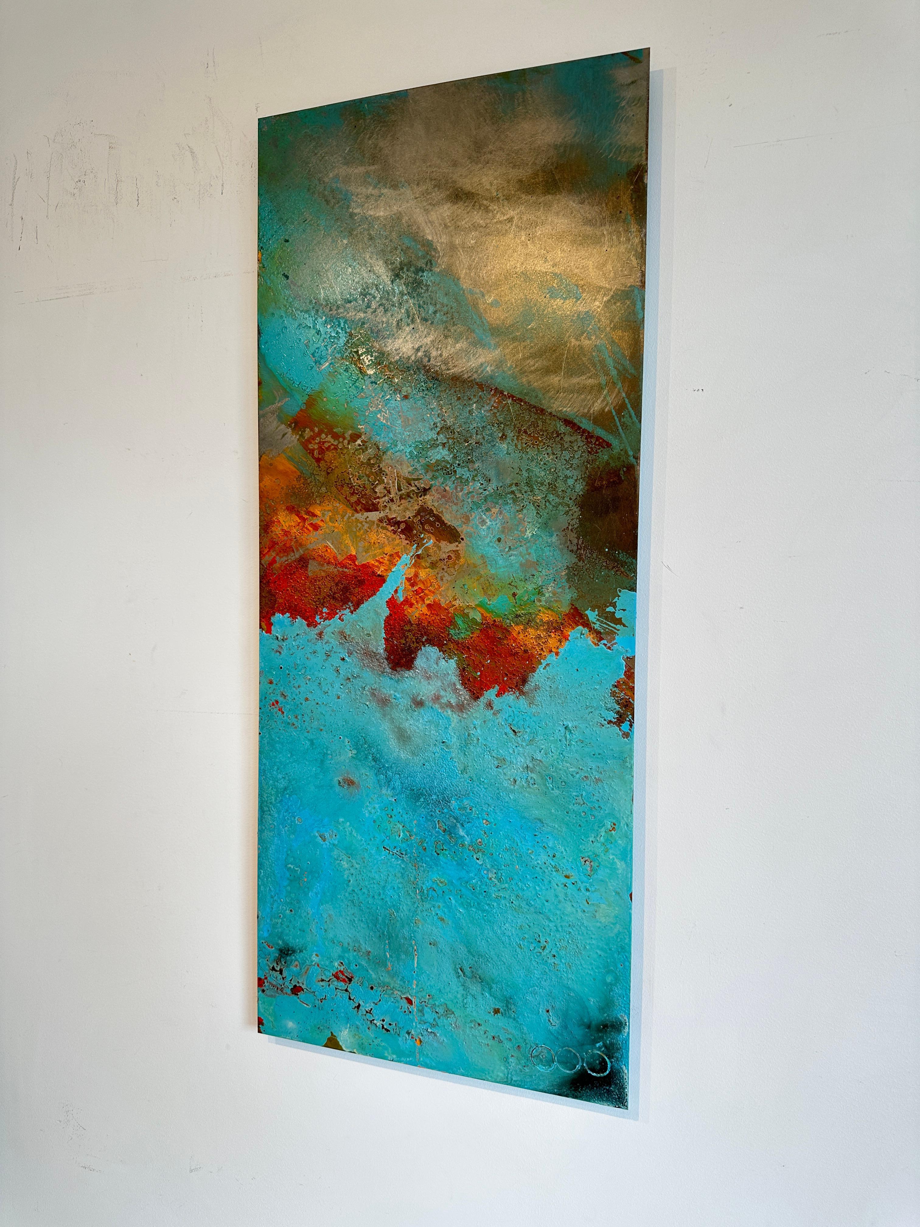 Victoria by Sam Peacock Contemporary Oil on steel, abstract landscape painting in vendita 10