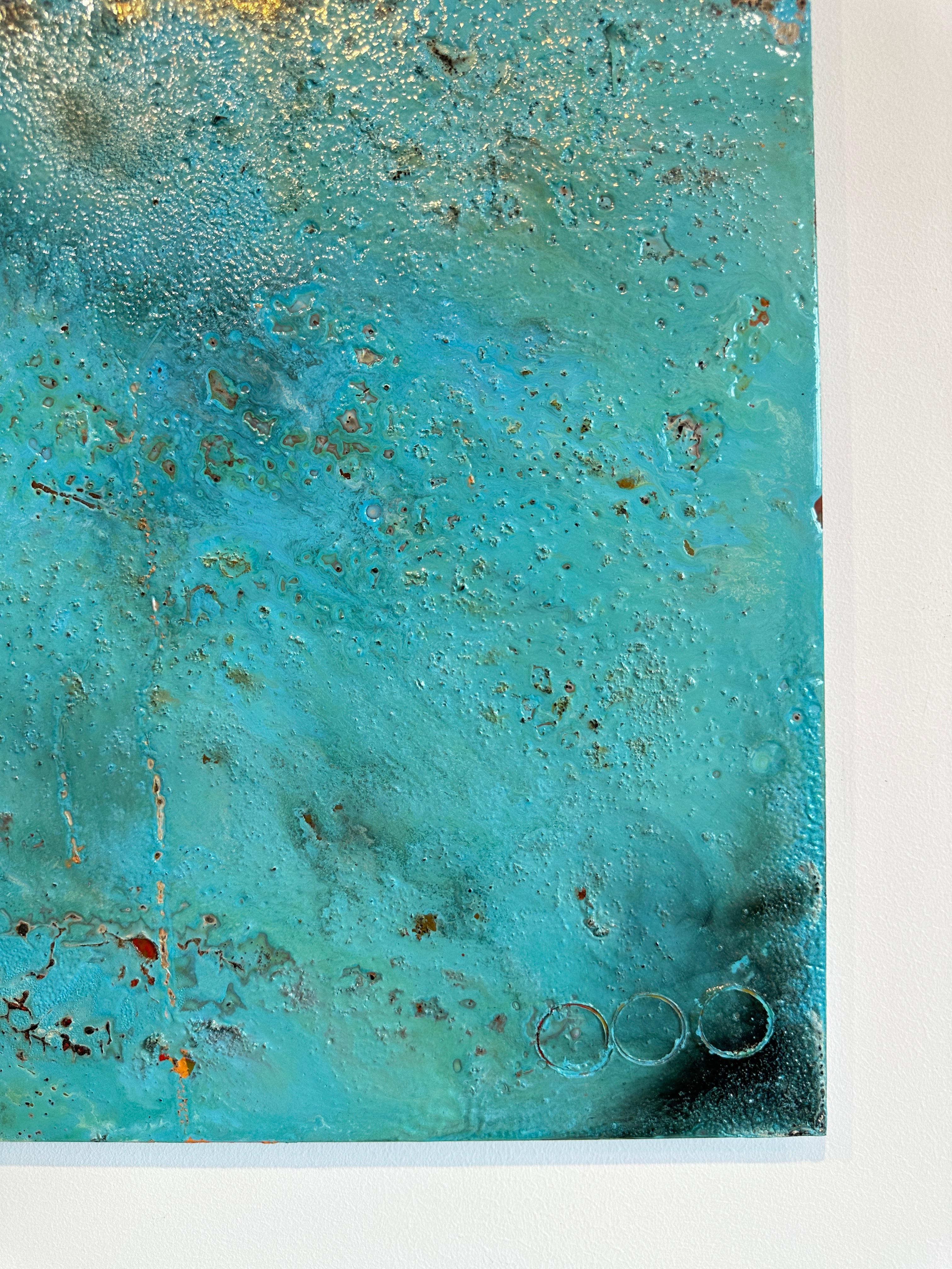 Victoria by Sam Peacock Contemporary Oil on steel, abstract landscape painting in vendita 11