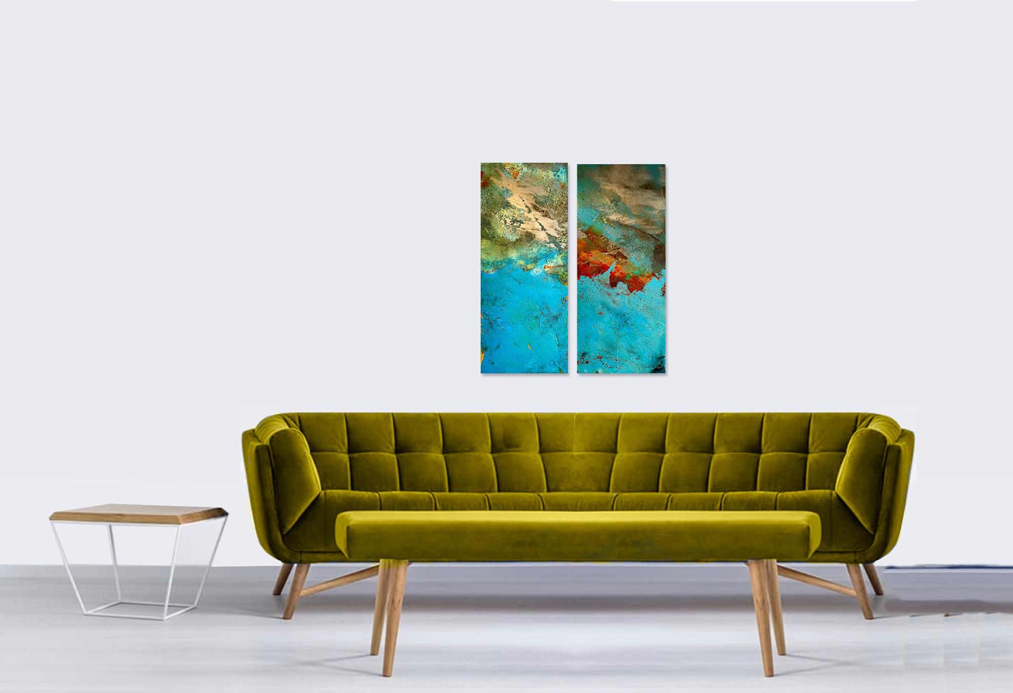 Victoria by Sam Peacock Contemporary Oil on steel, abstract landscape painting in vendita 2