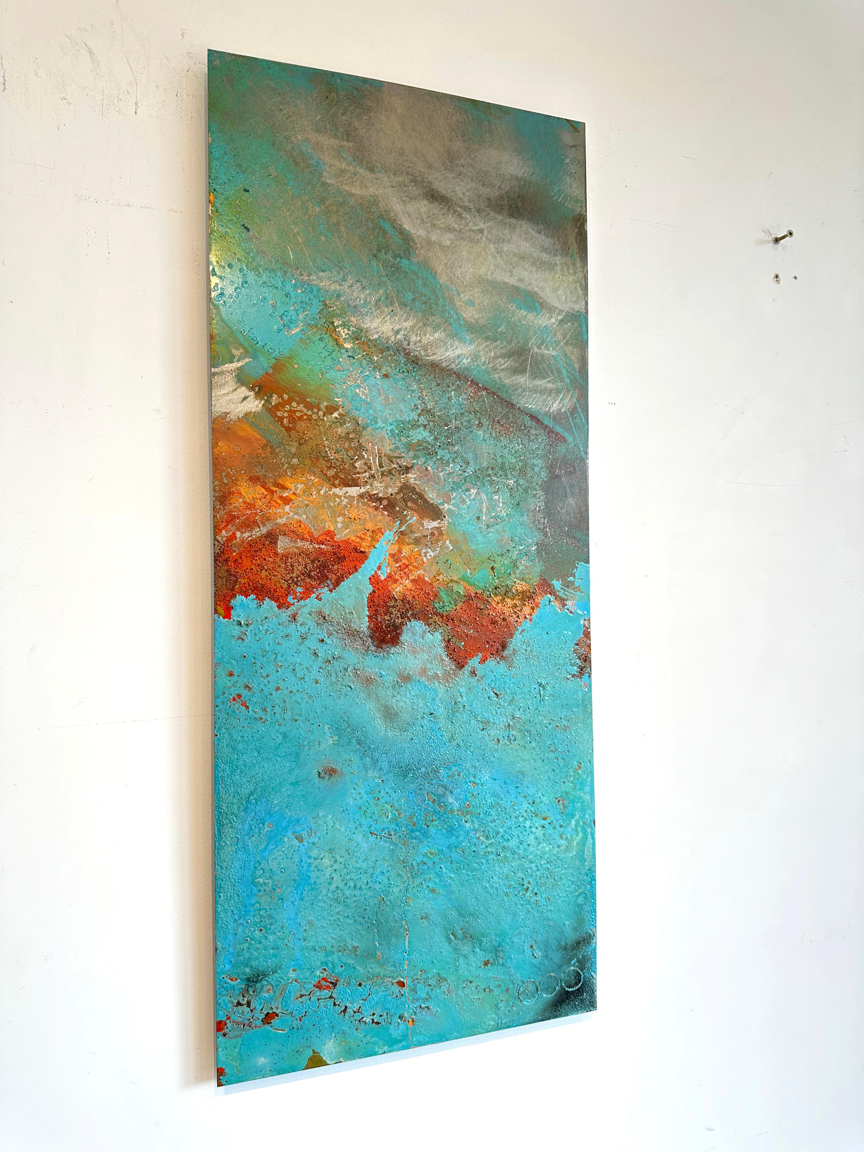 Victoria by Sam Peacock Contemporary Oil on steel, abstract landscape painting in vendita 4