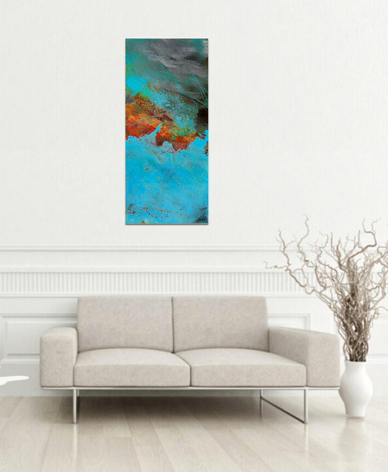 Victoria by Sam Peacock Contemporary Oil on steel, abstract landscape painting in vendita 6