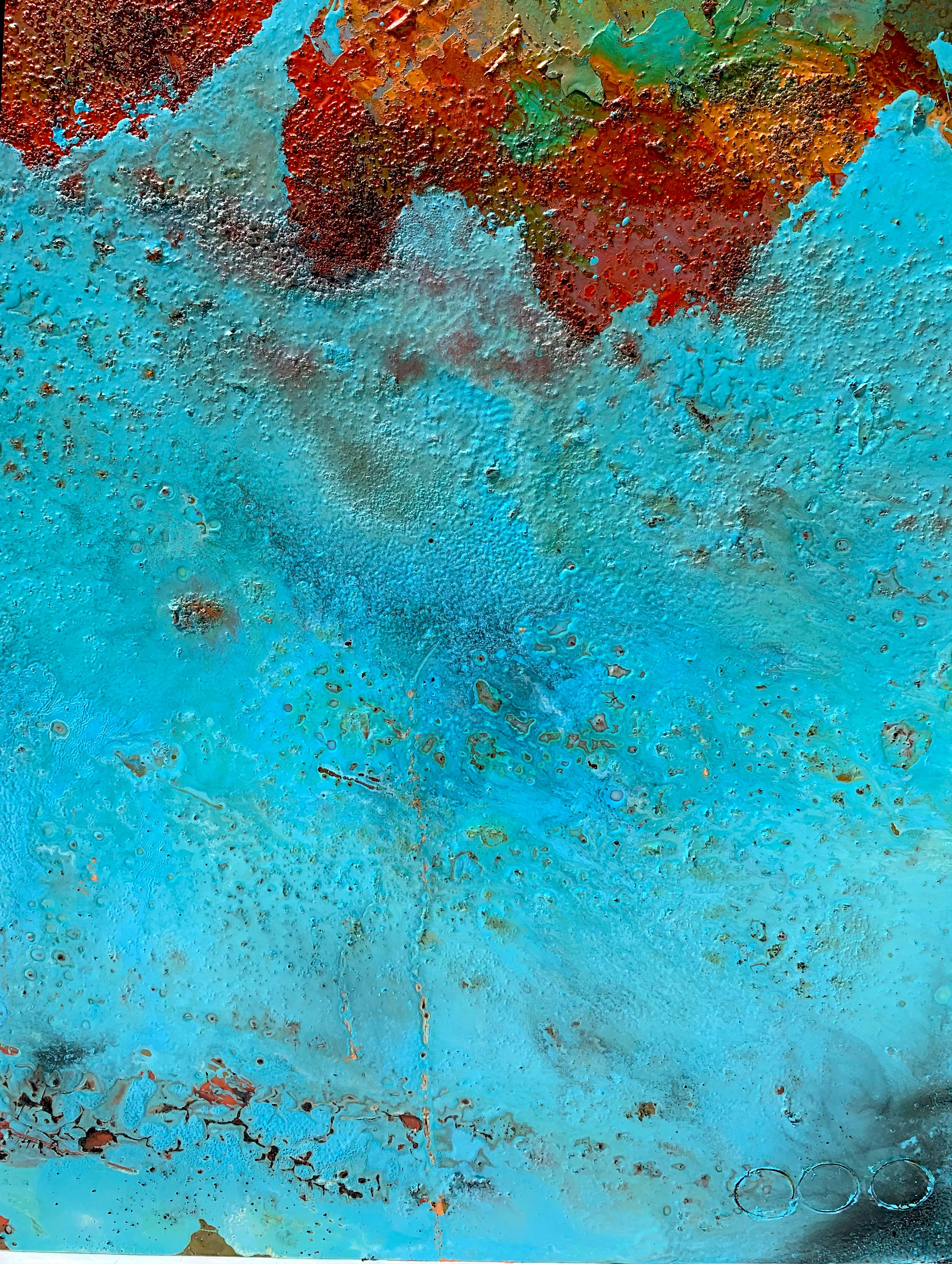 Victoria by Sam Peacock Contemporary Oil on steel, abstract landscape painting in vendita 7