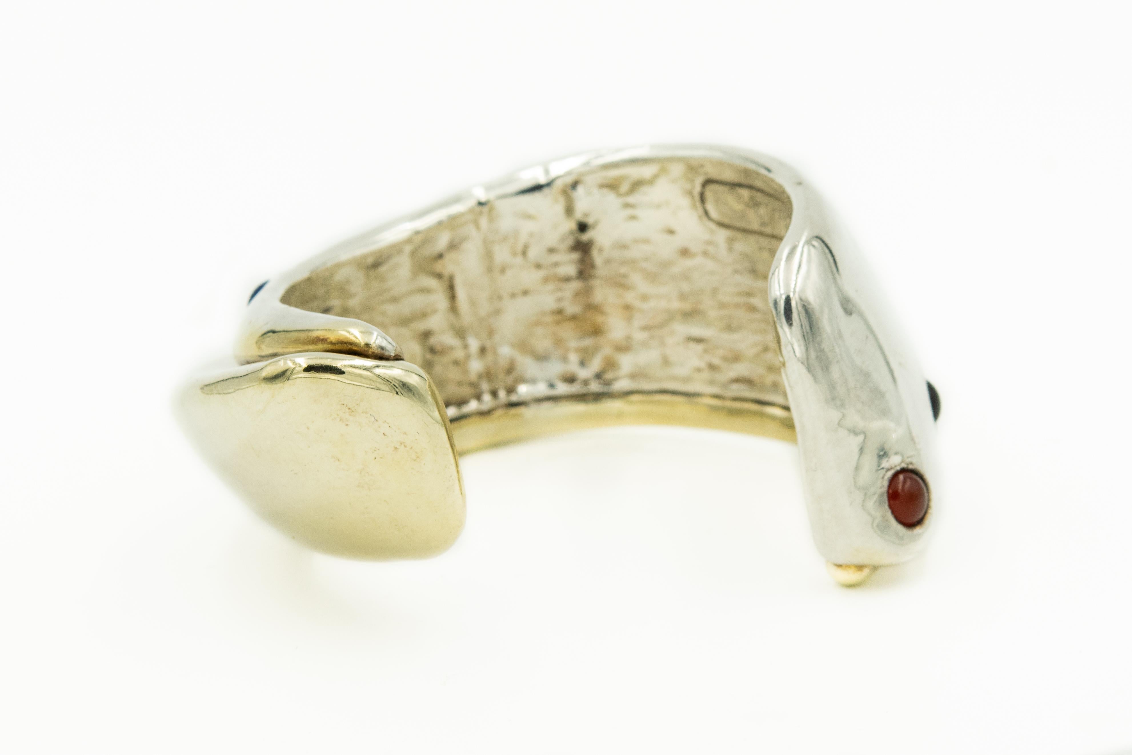 Sam Philipe Sterling Silver Gold Vermeil Modernist Cuff Bracelet Earrings Set 6