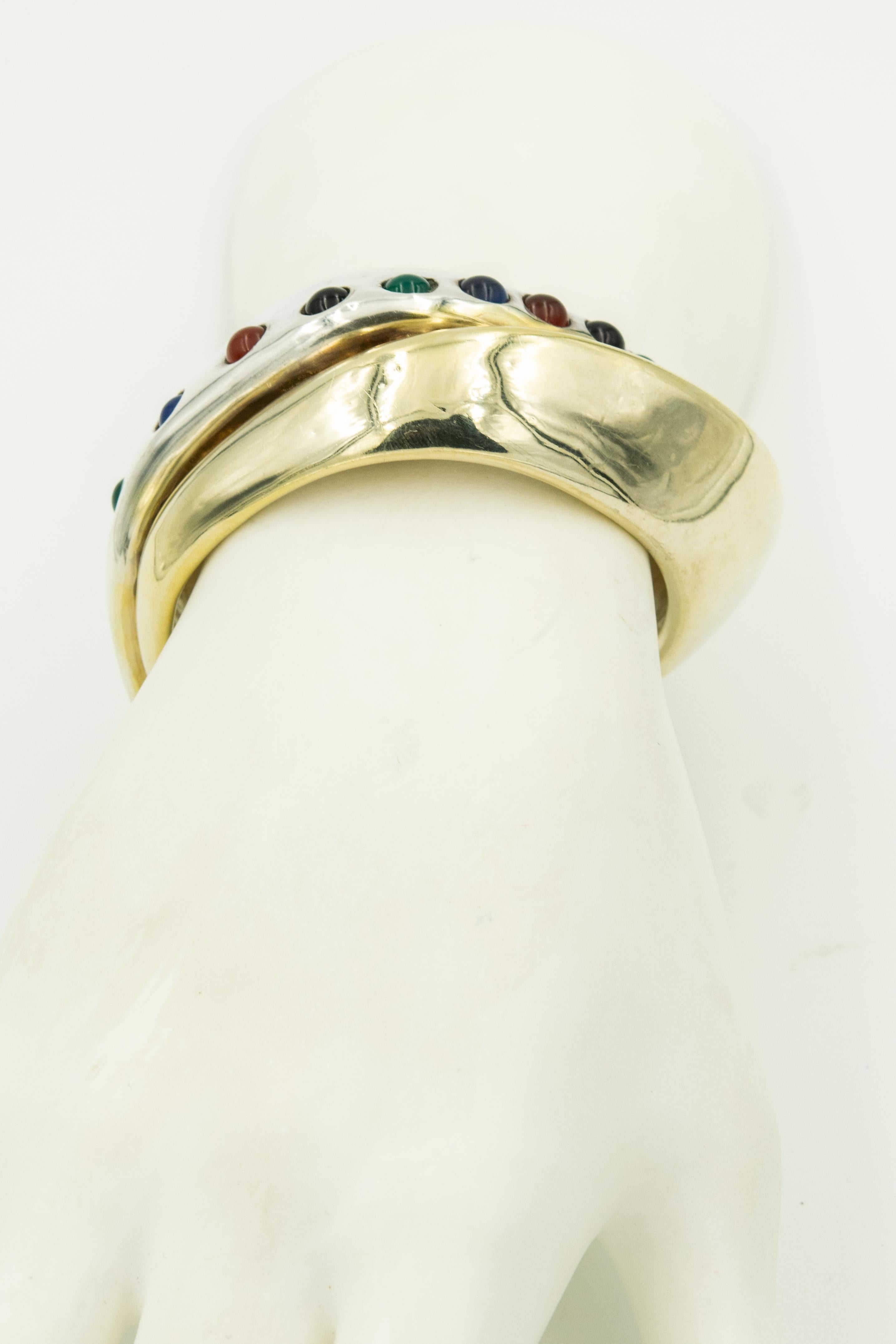 Sam Philipe Sterling Silver Gold Vermeil Modernist Cuff Bracelet Earrings Set 10
