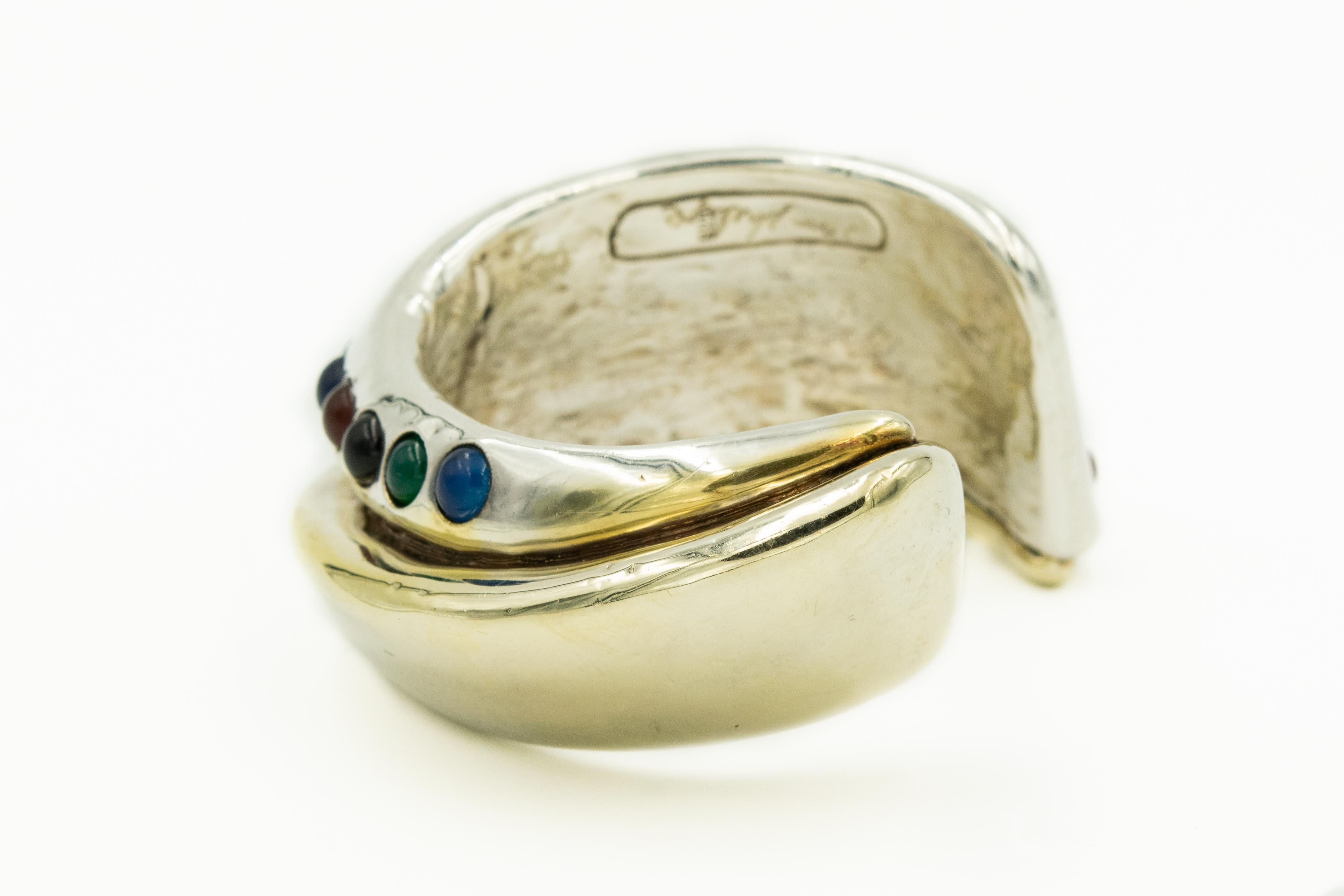 Sam Philipe Sterling Silver Gold Vermeil Modernist Cuff Bracelet Earrings Set 5