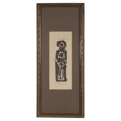 Sam Russo Lino Block Print "W" 1959, firmato e numerato 35/90 incorniciato