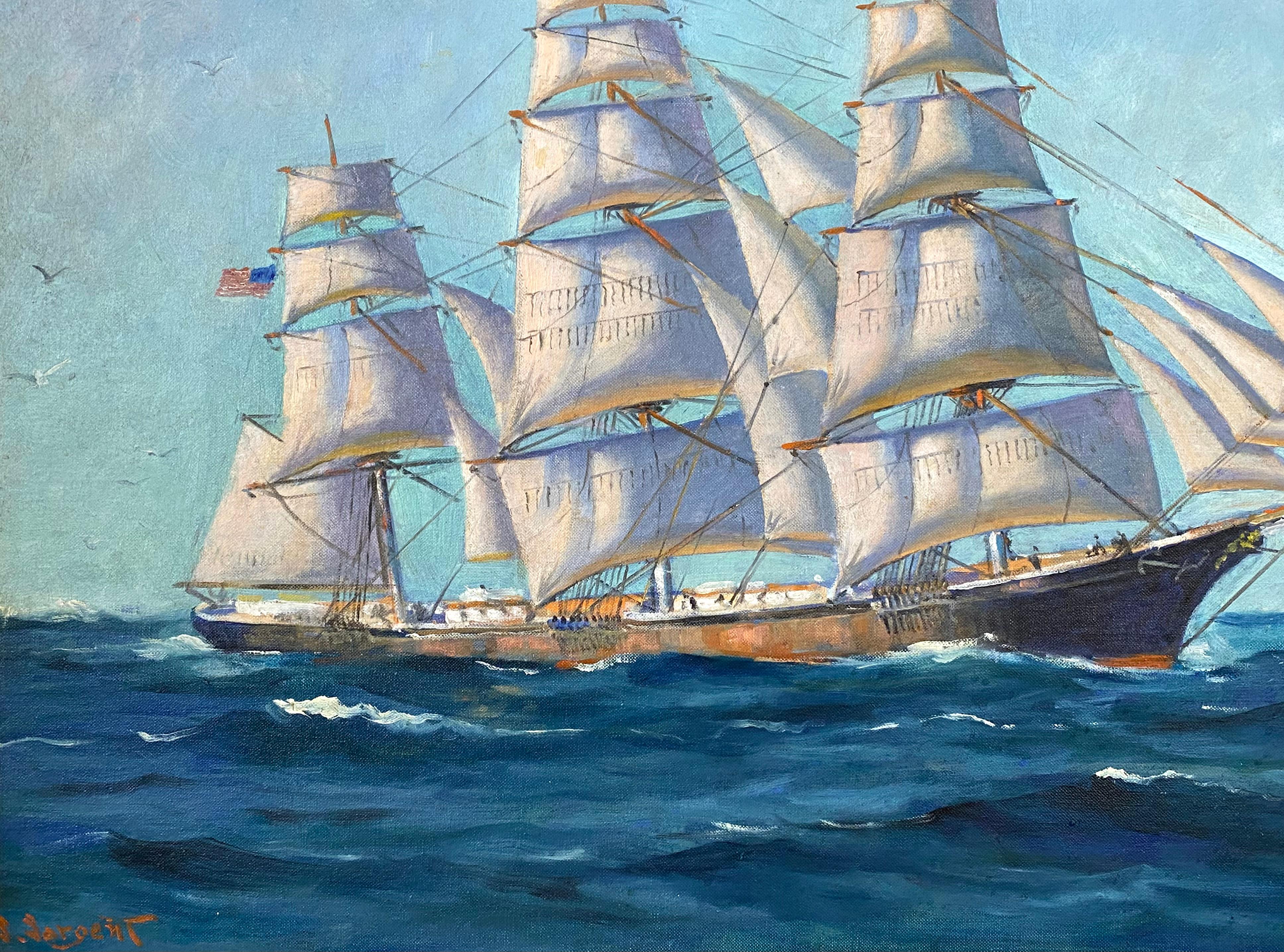 
Sehr gut ausgeführtes Öl auf Akademiekarton von dem bekannten amerikanischen Marine- und Porträtmaler Sam Sargent. Signiert unten links 