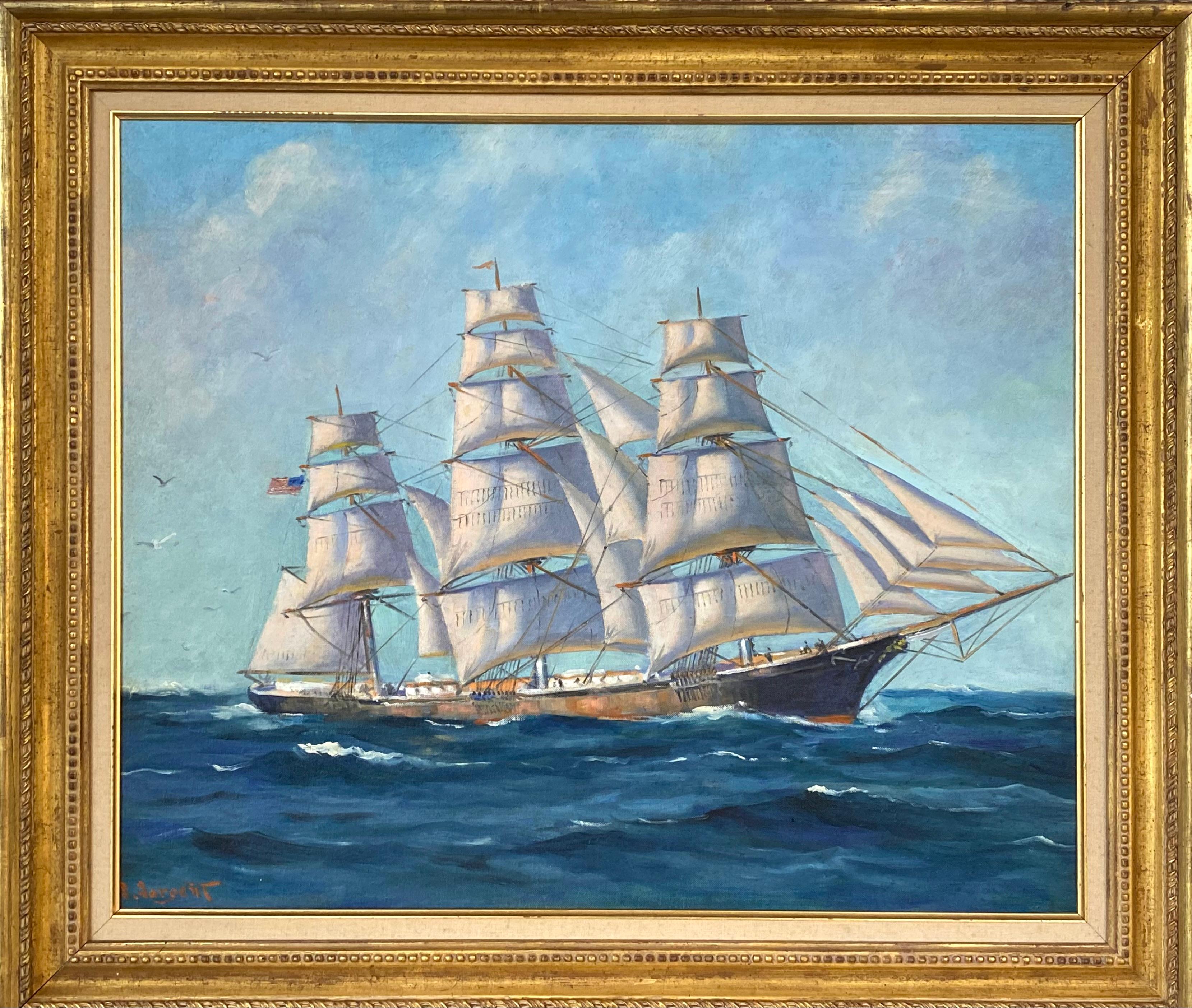 Sam Sargent Landscape Painting - “Clipper under Full Sail”