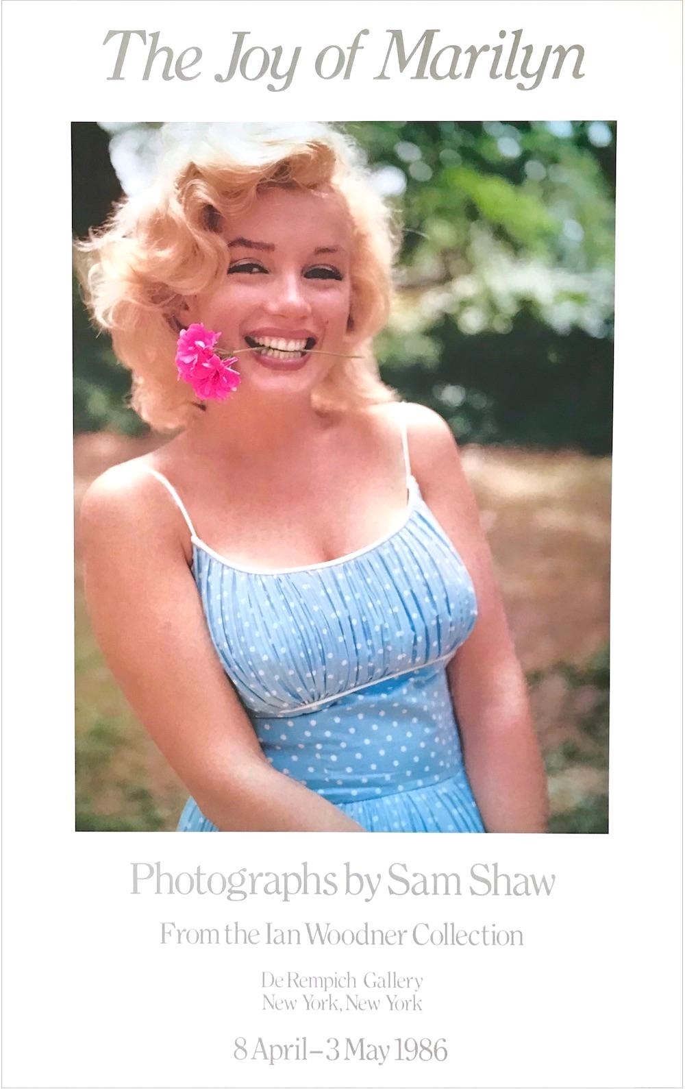 THE JOY OF MARILYN is a fine art exhibition poster by the renowned American photographer and film producer, Sam Shaw produced in 1986 in conjunction with Sam Shaw's photography exhibition in New York City. THE JOY OF MARILYN was printed using color