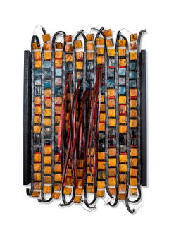 Blue State Red State, Arte da parete moderna e contemporanea con pelle, 2019