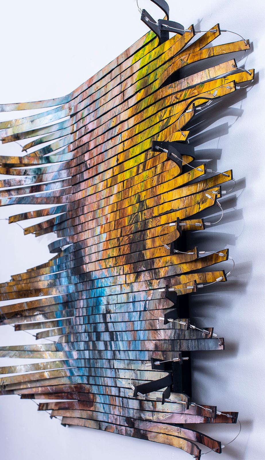Willem Got His, peinture abstraite acrylique sur cuir, 2019 - Painting de Sam Silberstein