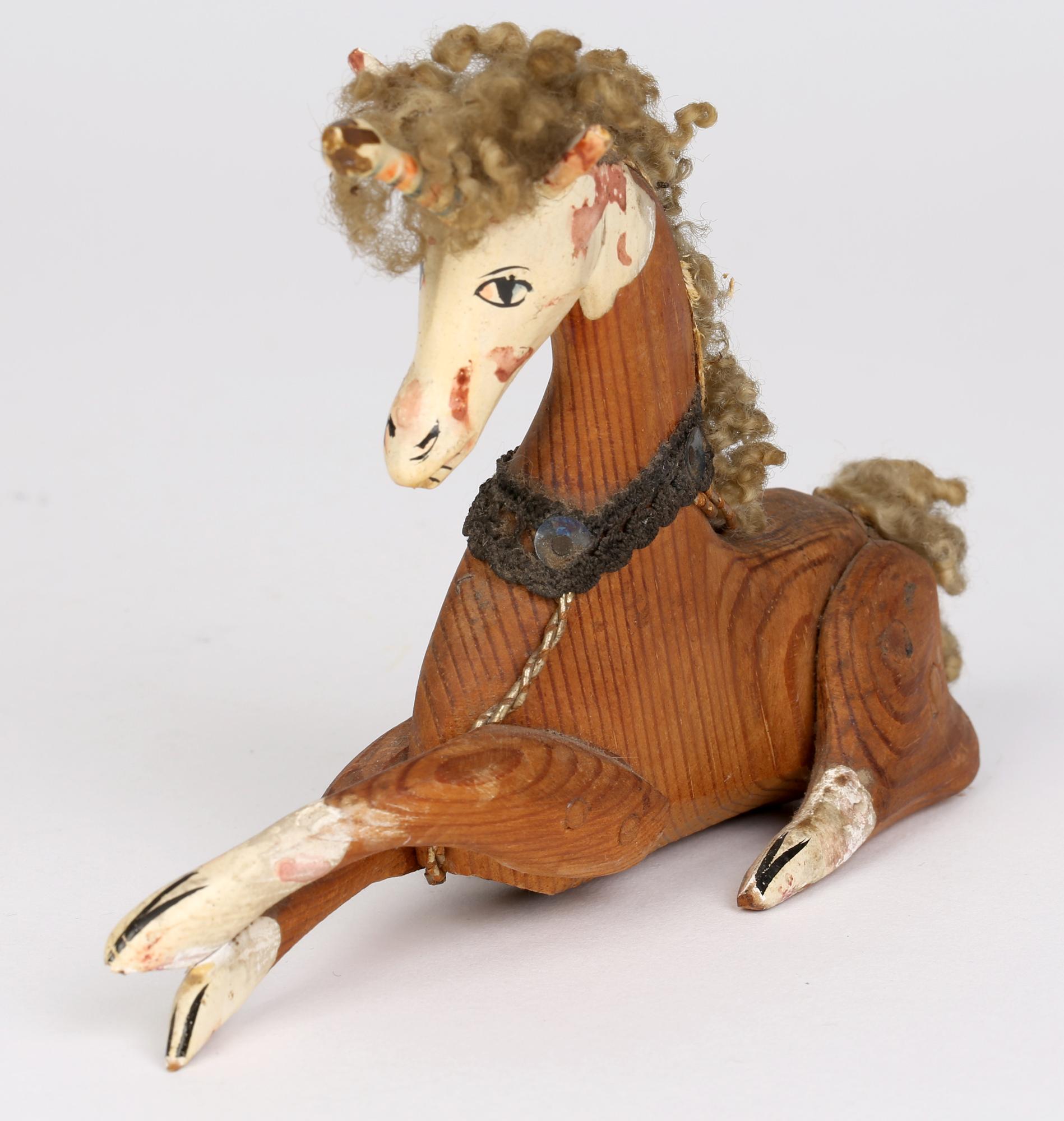 Sam Smith Mid Century Carved Wooden Toy Unicorn Figure In Good Condition In Bishop's Stortford, Hertfordshire