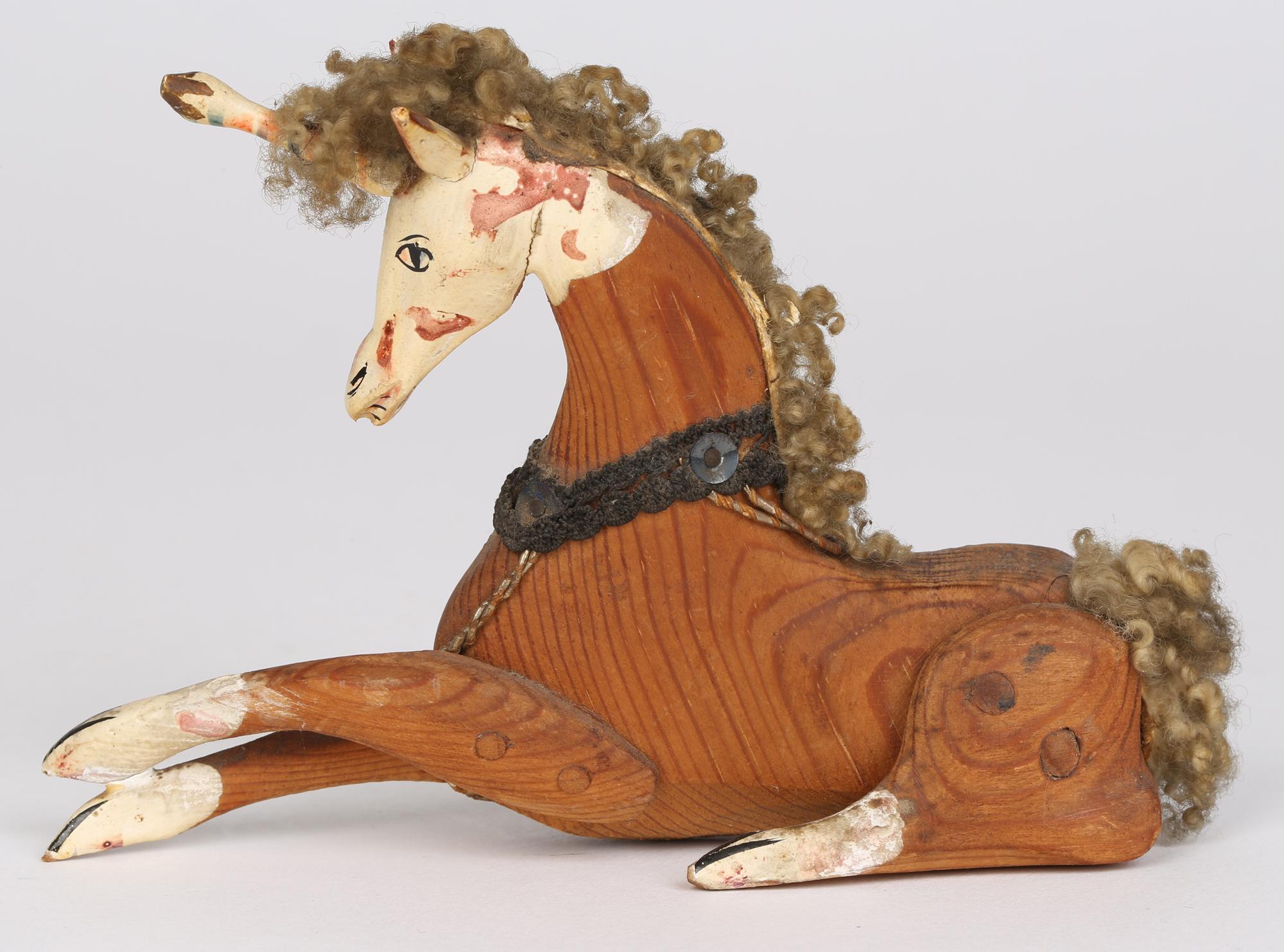 Sam Smith Mid Century Carved Wooden Toy Unicorn Figure 1