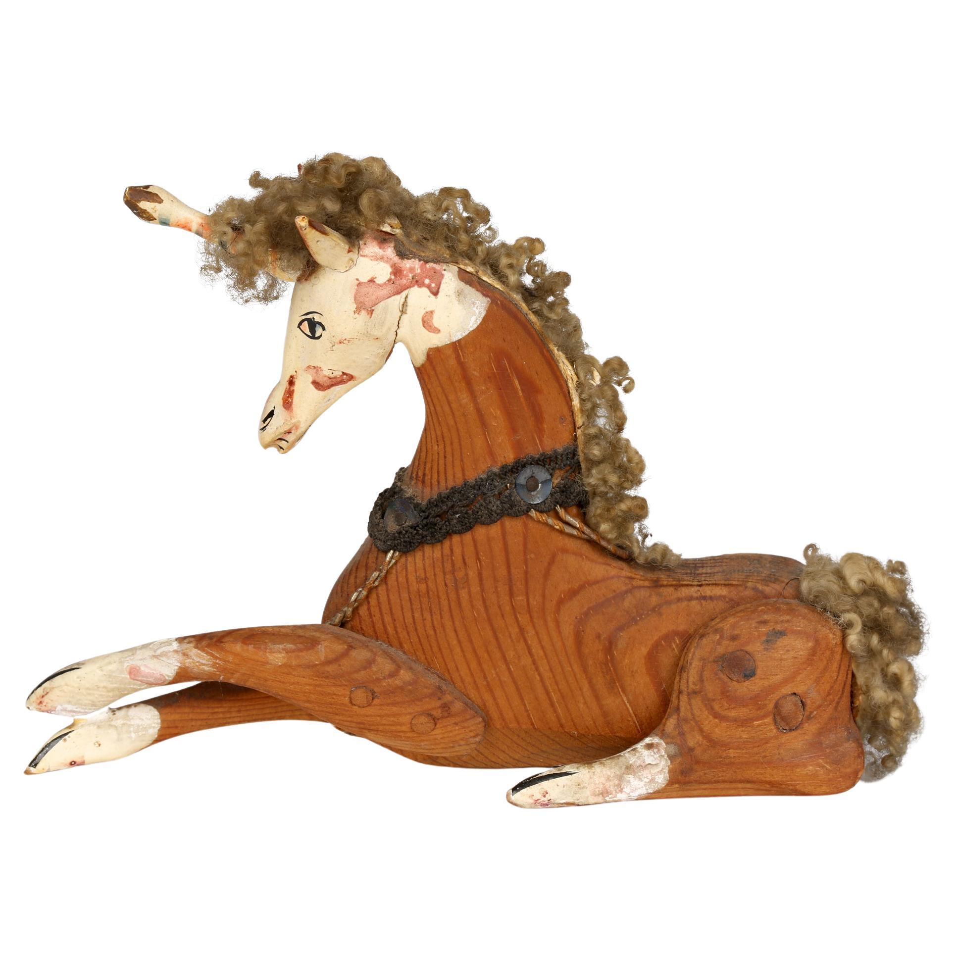 Sam Smith Mid Century Carved Wooden Toy Unicorn Figure