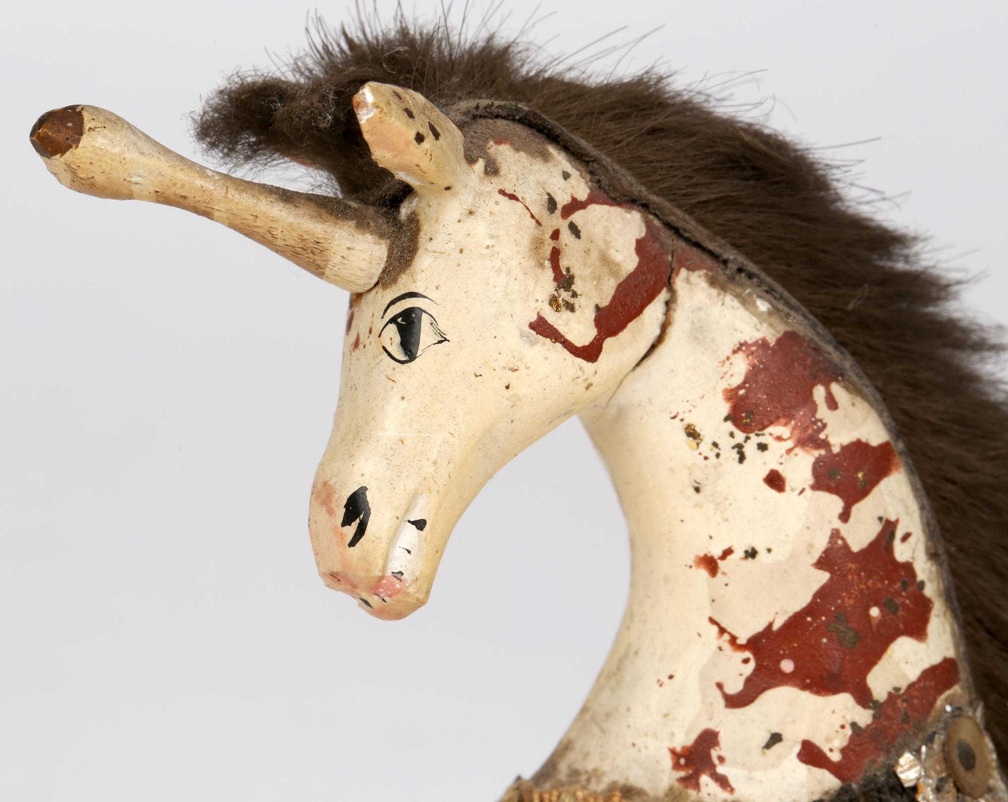 Sam Smith Mid-Century Hand Carved and Painted Toy Unicorn Figure In Good Condition In Bishop's Stortford, Hertfordshire