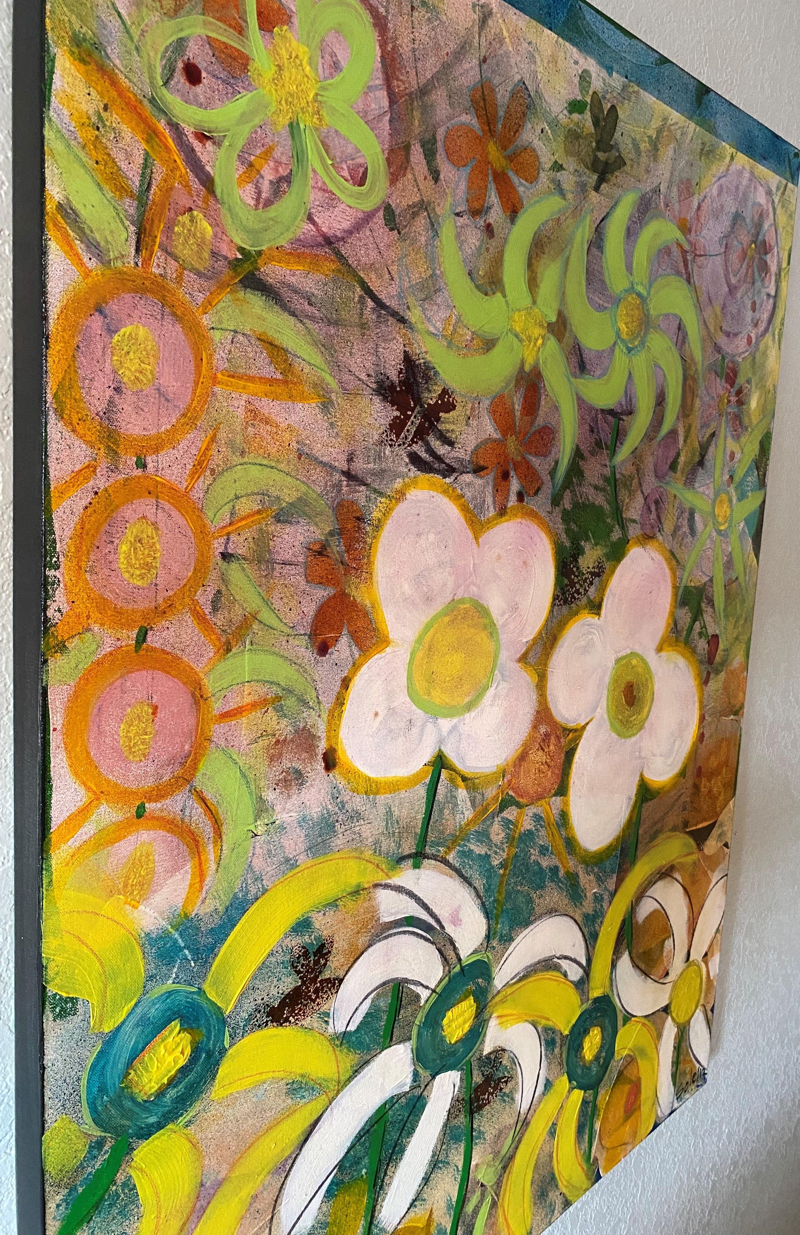 Flower Garden, Painting, Acrylic on Canvas For Sale 1