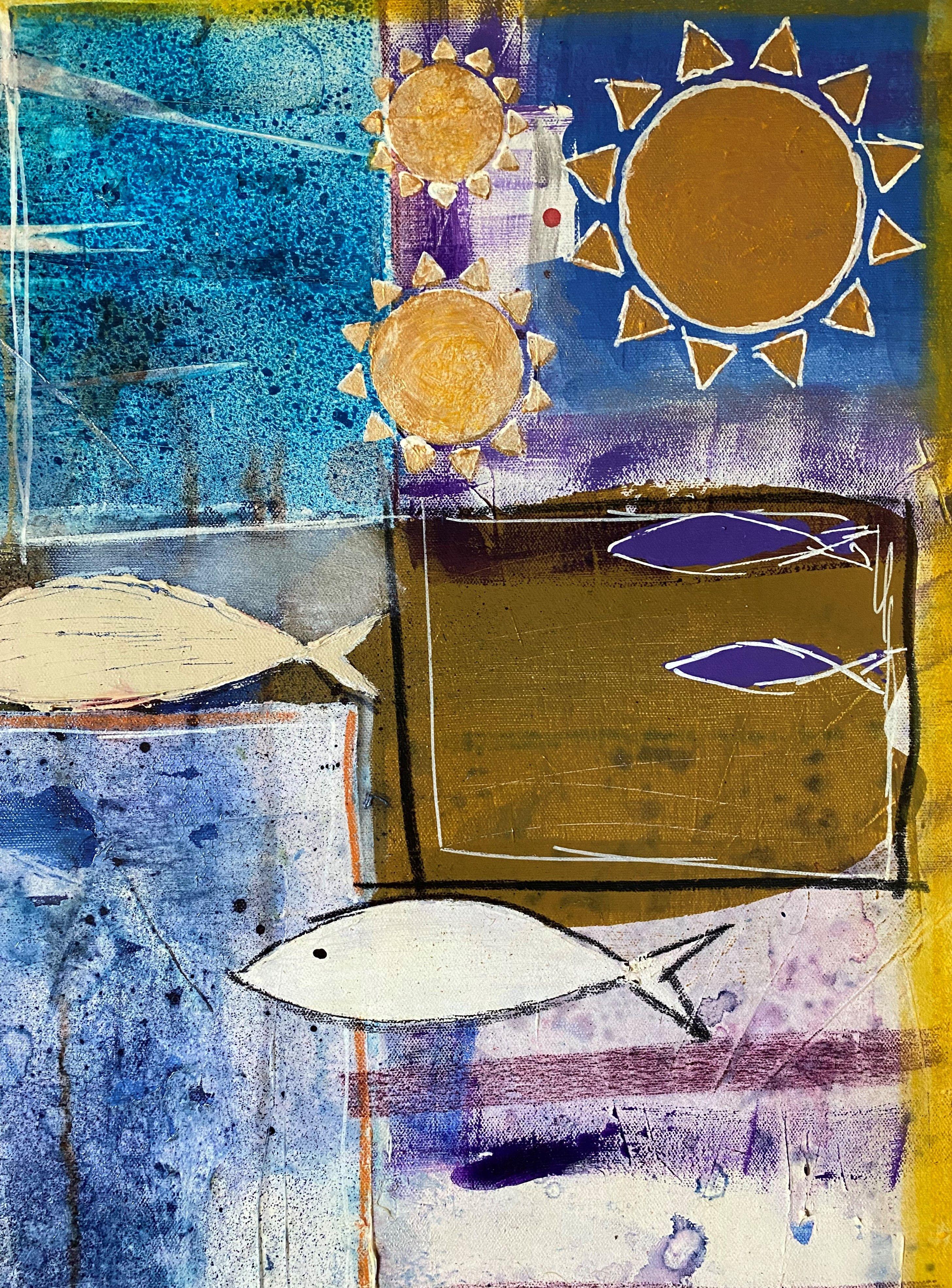 Life in the Lagoon, Painting, Acrylic on Canvas For Sale 1