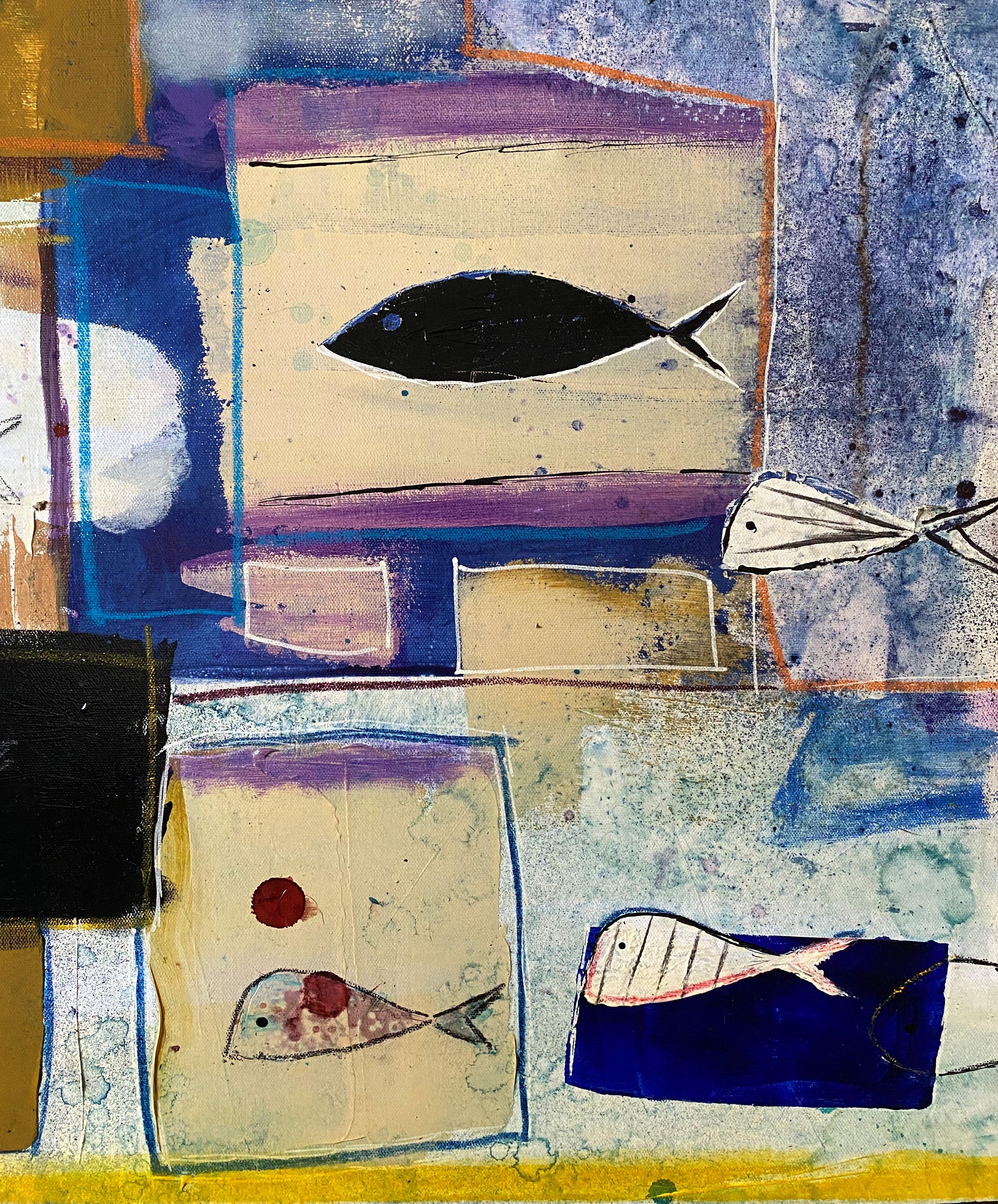 Life in the Lagoon, Painting, Acrylic on Canvas For Sale 3