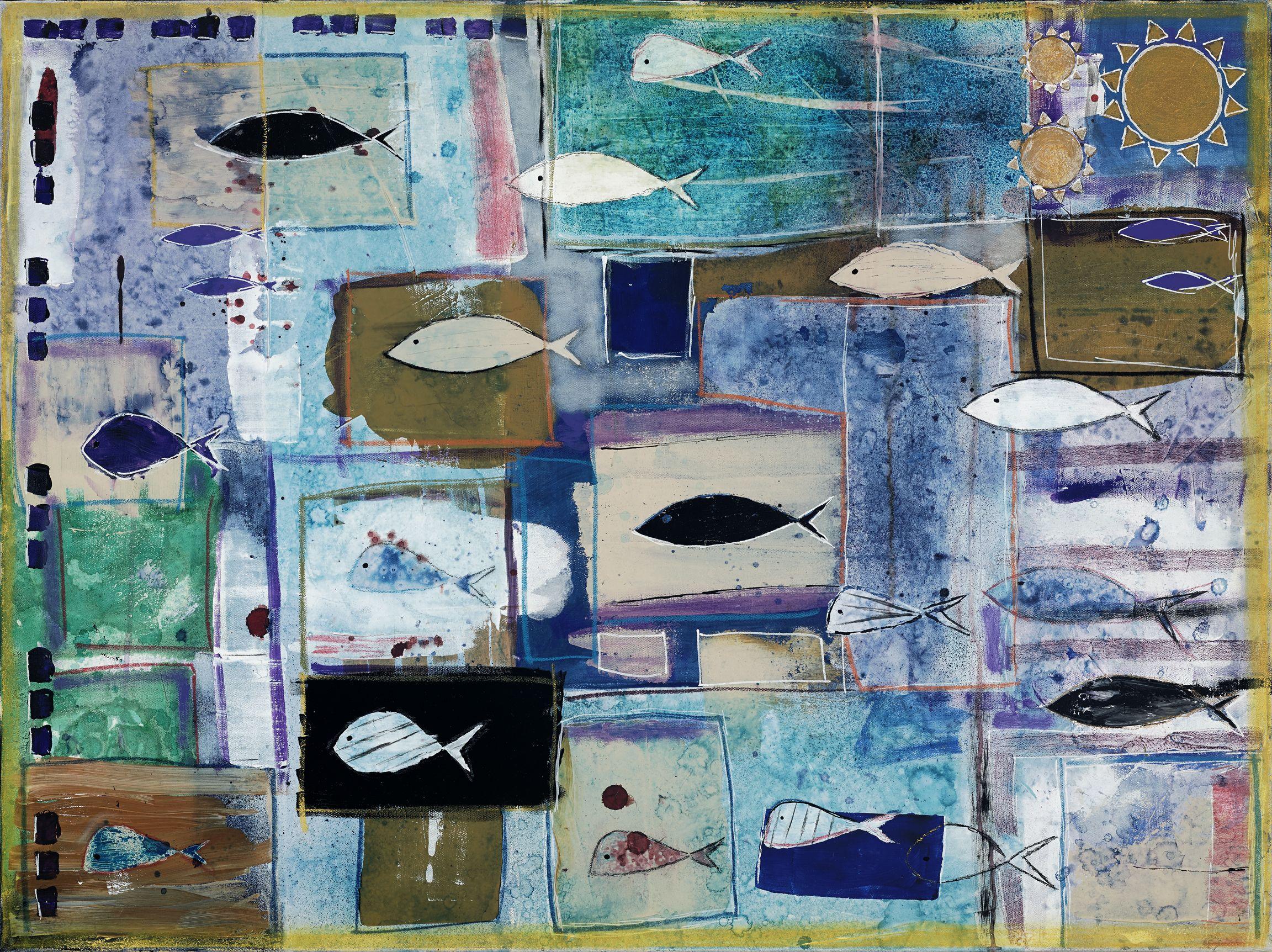 Life in the Lagoon, Painting, Acrylic on Canvas