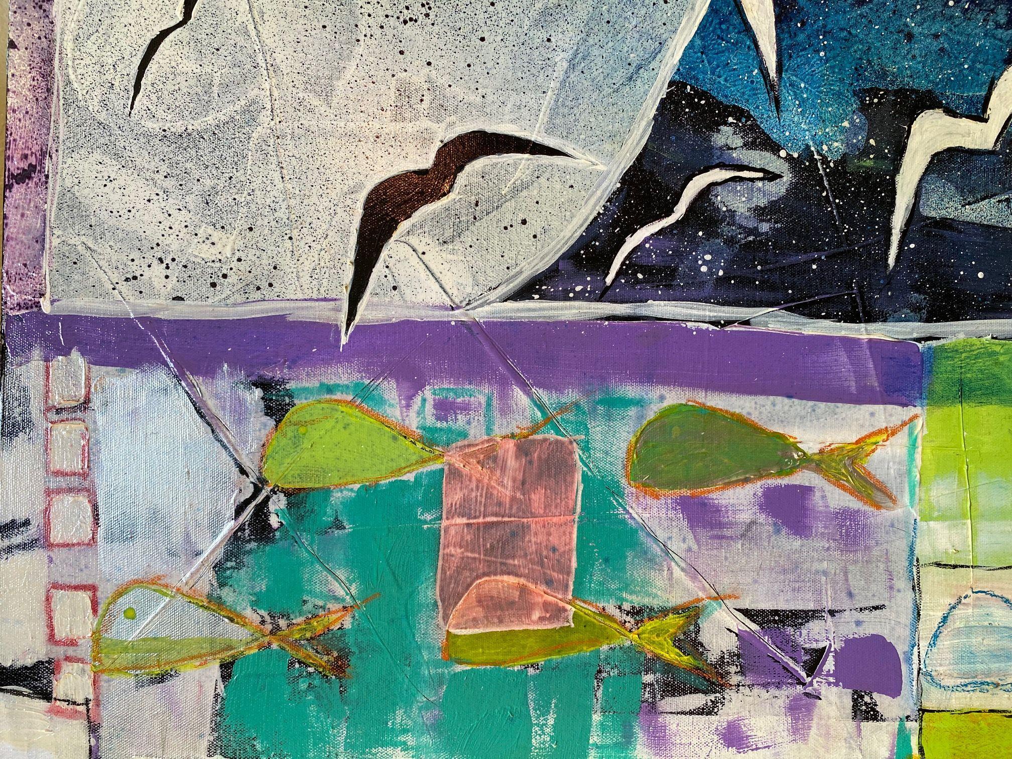 Night Coastal Vision, Gemälde, Acryl auf Leinwand (Abstrakter Expressionismus), Painting, von Sam Soles