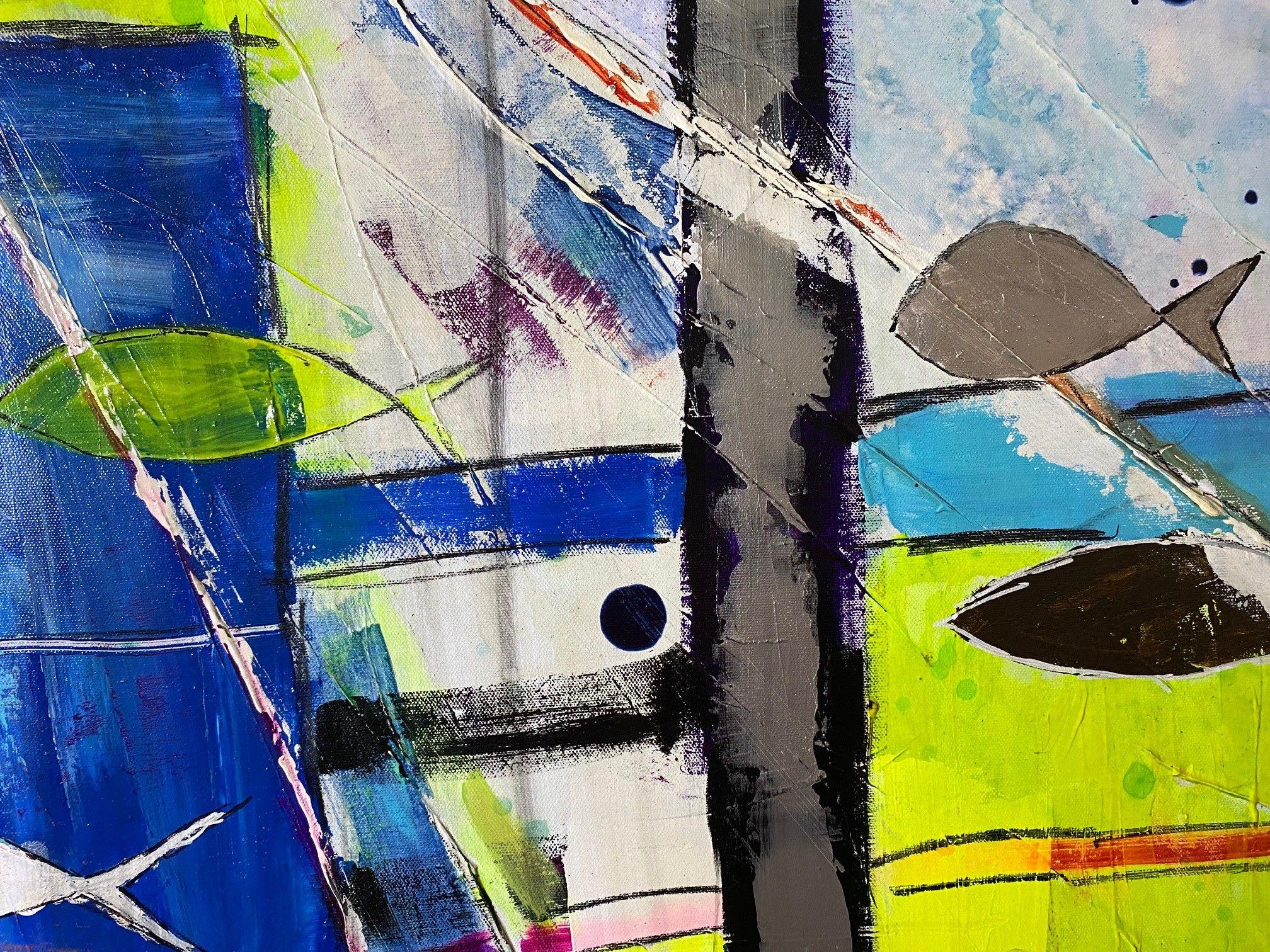 Pesce Sole, Pittura, Acrilico su tela - Painting Espressionismo astratto di Sam Soles