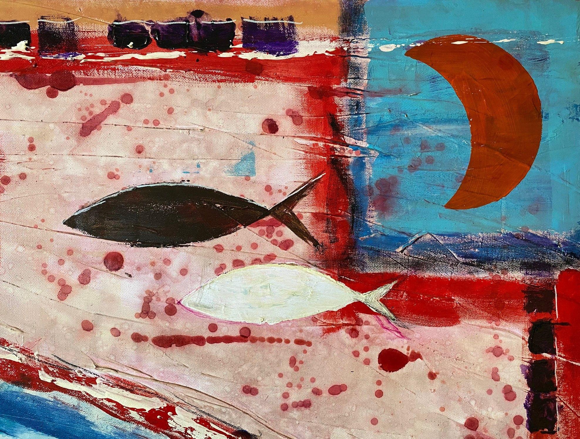 Pesce Sole, Pittura, Acrilico su tela in vendita 1