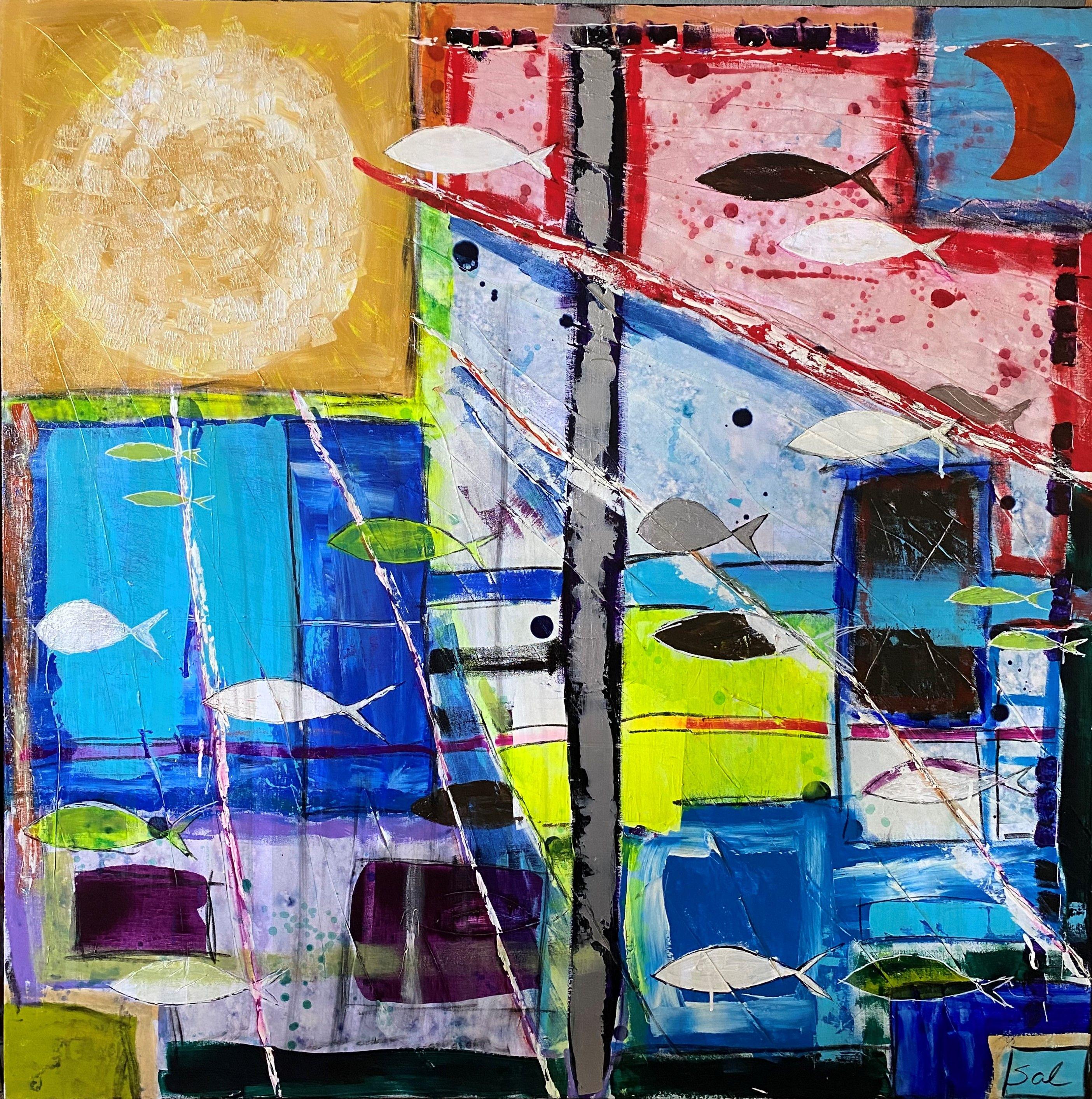Sun Fish, Painting, Acrylic on Canvas