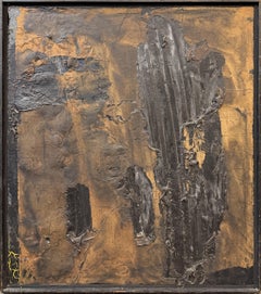 Sam Tchakalian Abstract Oil & Paper on Canvas Painting, Sutter’s Mill 1962