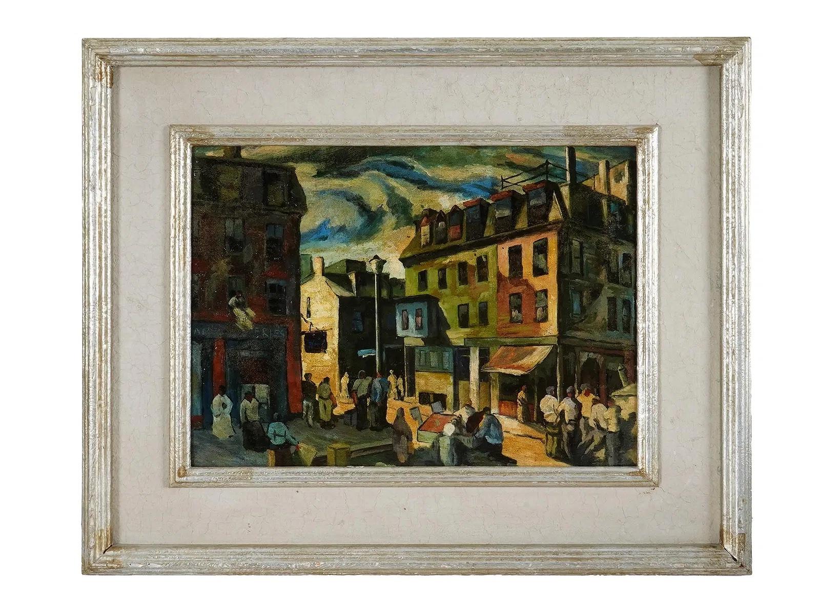 Cityscape Mid-20th Century Modern Social Realism American Scene Regionalism WPA - Painting by Sam Thal